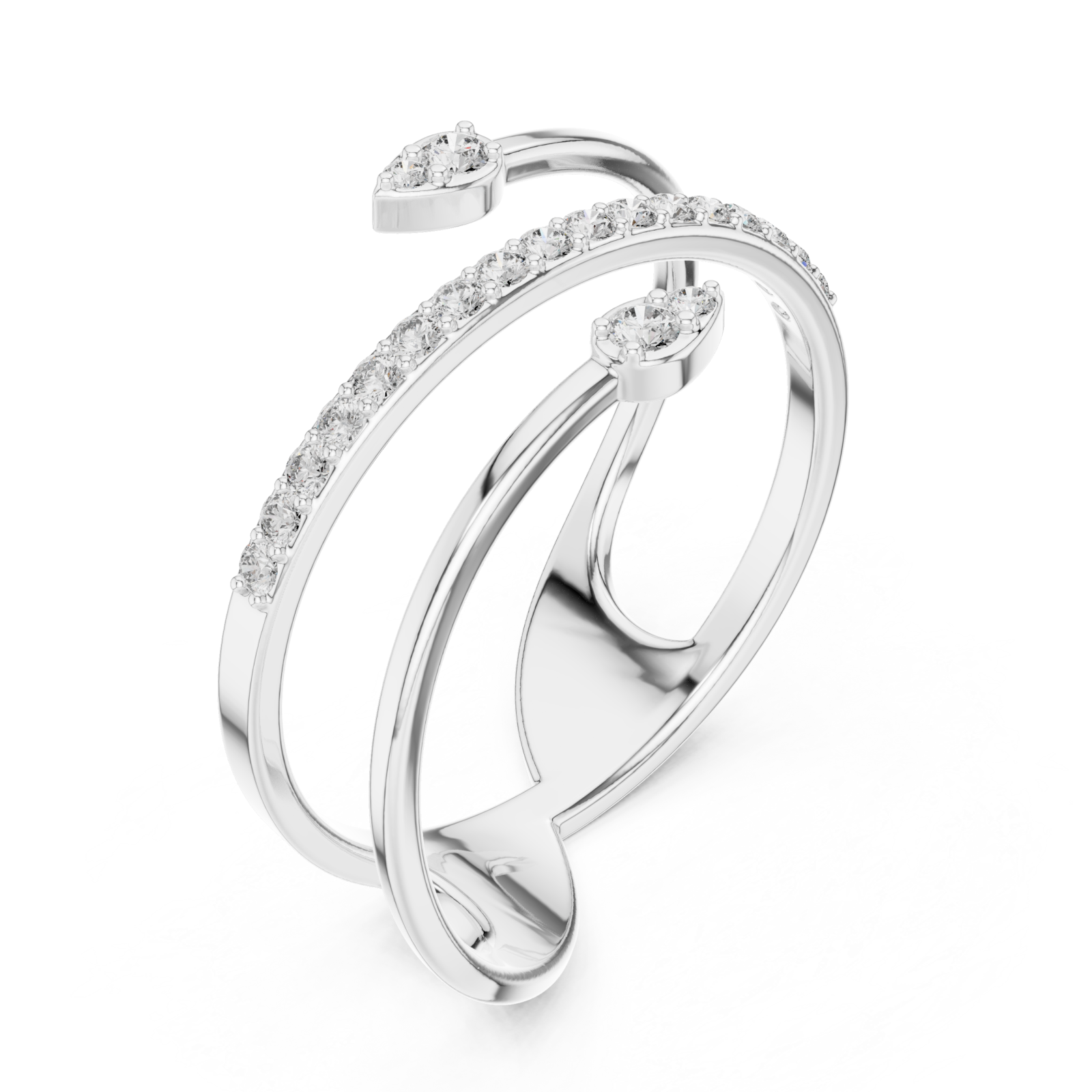  White Gold Essence Swirl Embrace Ring Right View
