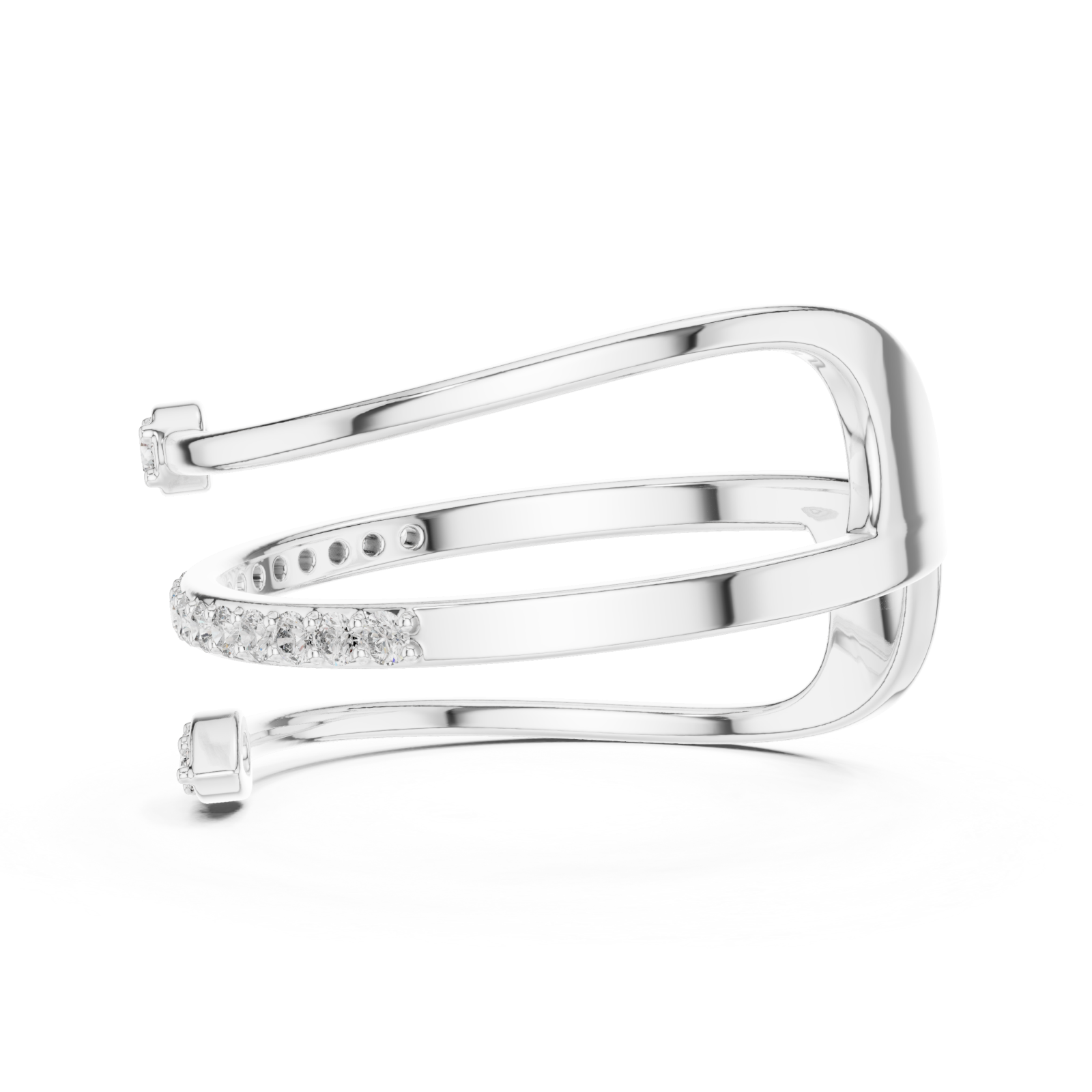  White Gold Essence Swirl Embrace Ring Side View