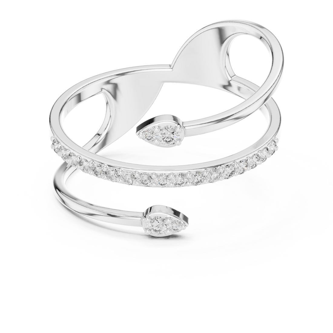  White Gold Essence Swirl Embrace Ring Right View