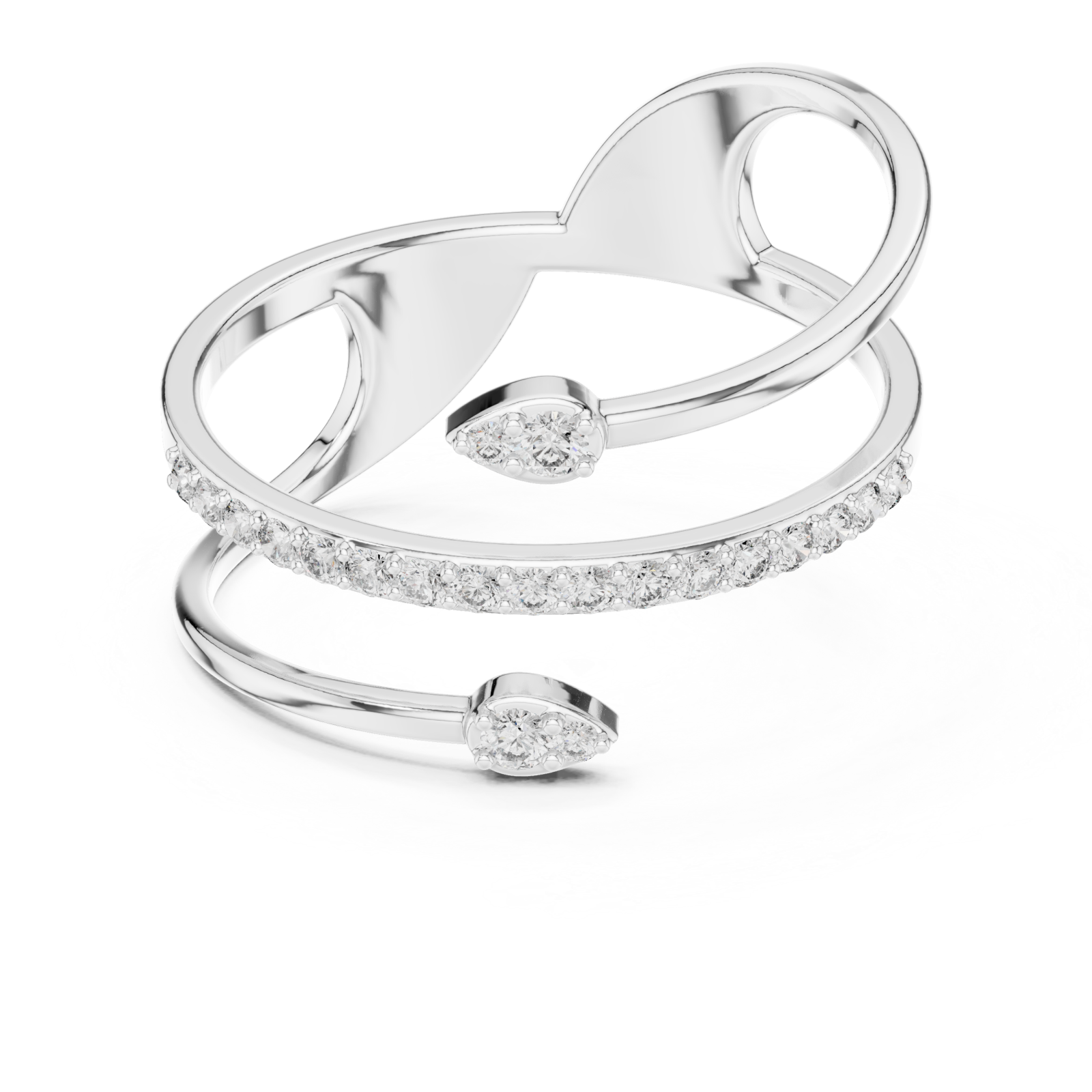  White Gold Essence Swirl Embrace Ring Front View