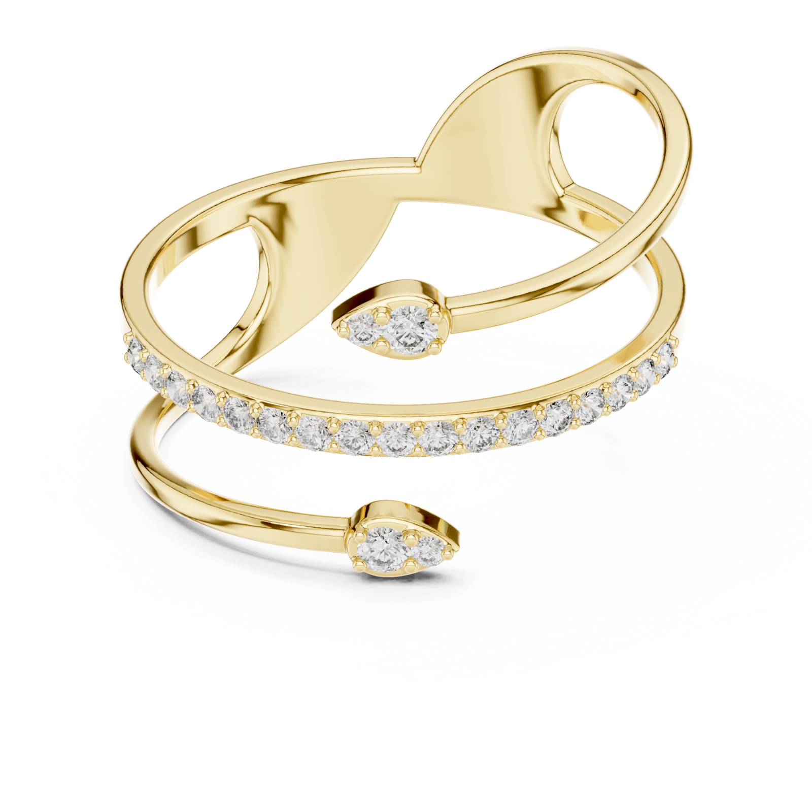  Gold Essence Swirl Embrace Ring Front View