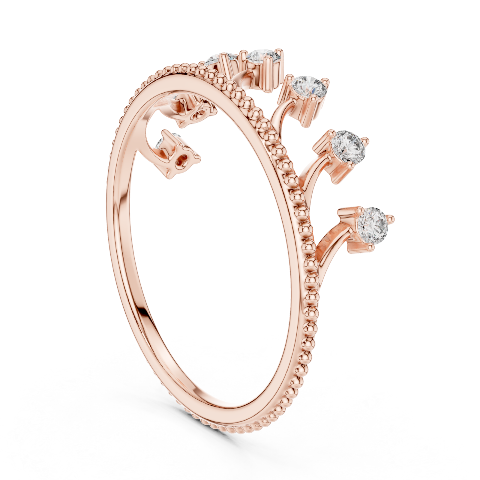  Rose Gold Ornate Starlight Beaded Ring Left View