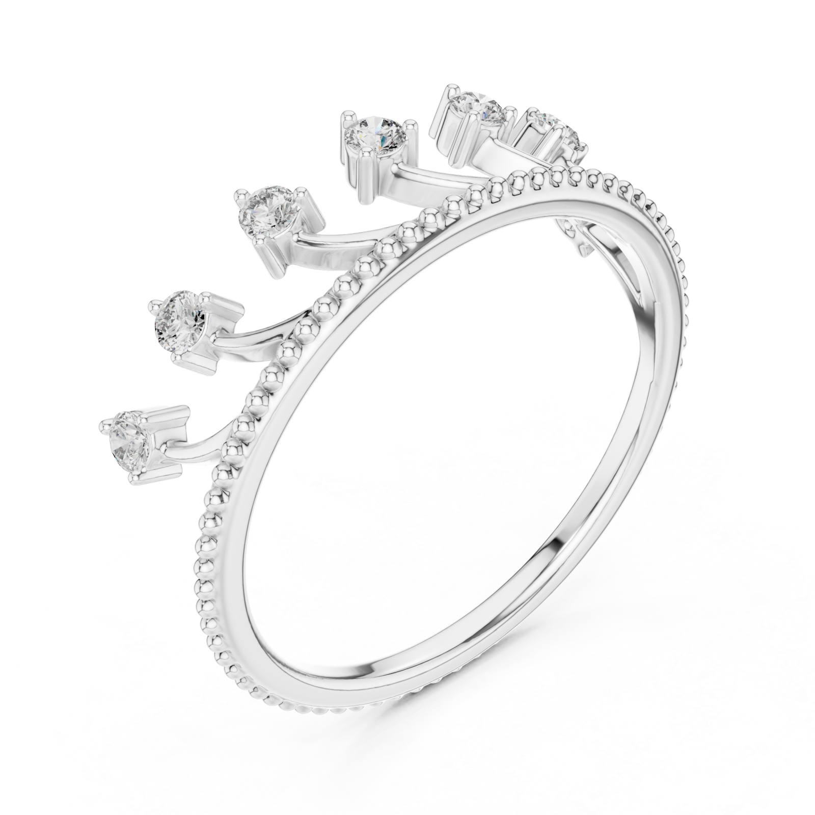  White Gold Ornate Starlight Beaded Ring Right View