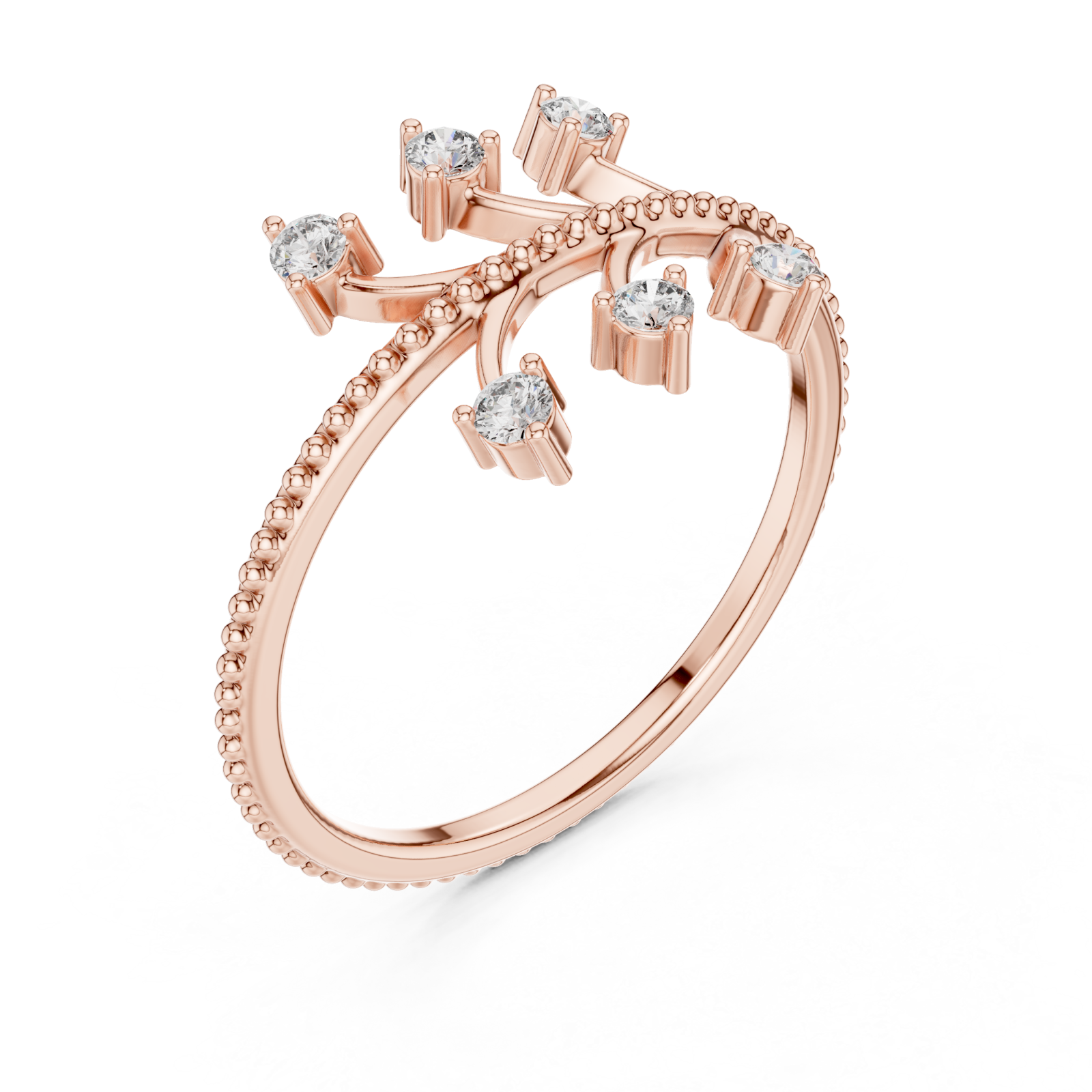  Rose Gold Radiant Crest Flora Branch Band Right View