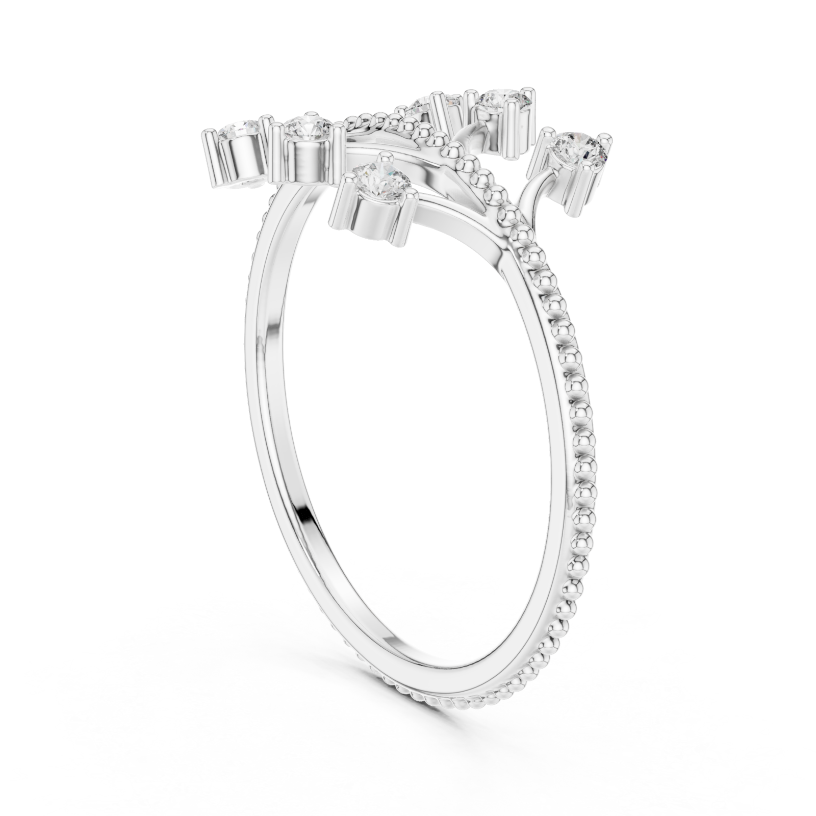  White Gold Radiant Crest Flora Branch Band Left View