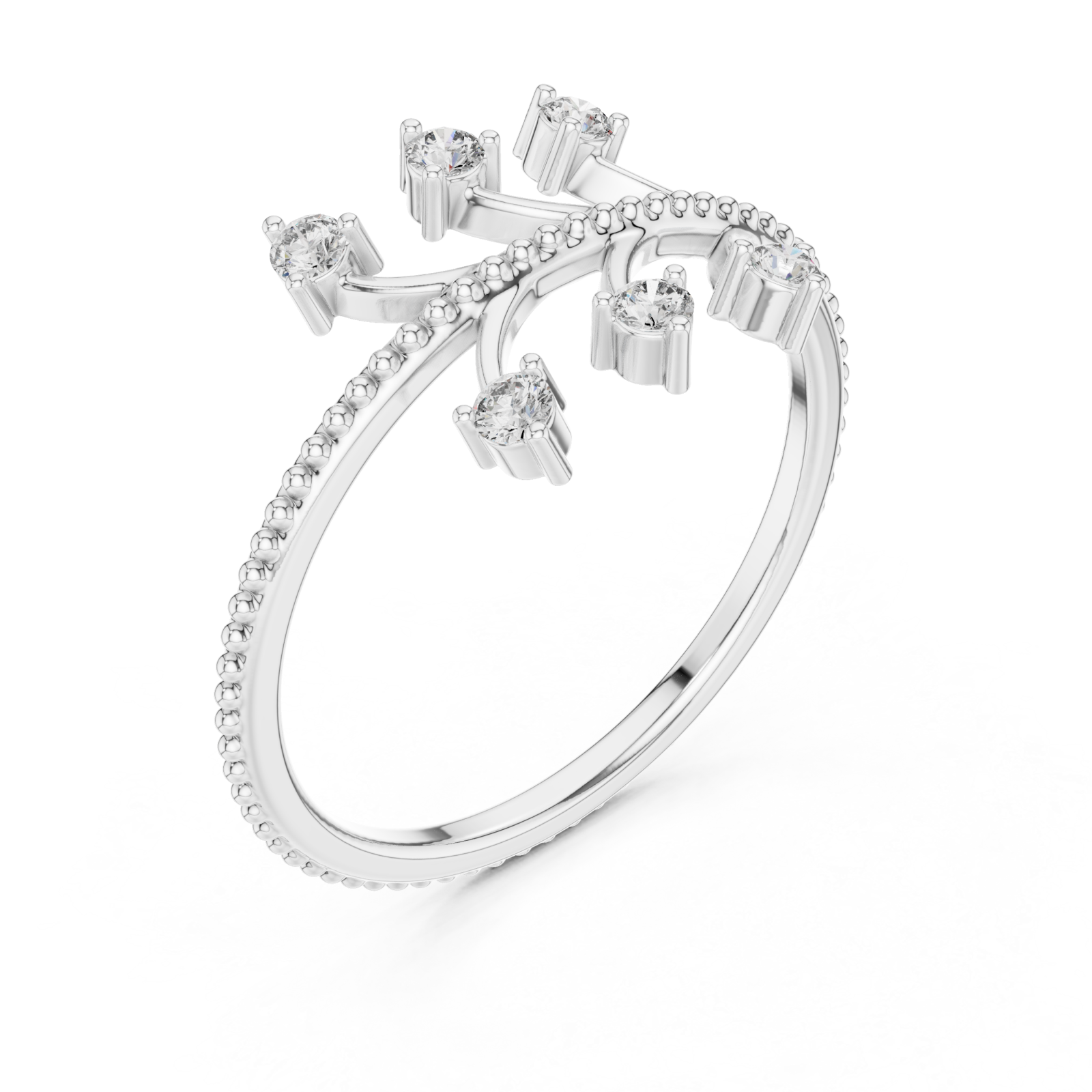  White Gold Radiant Crest Flora Branch Band Right View