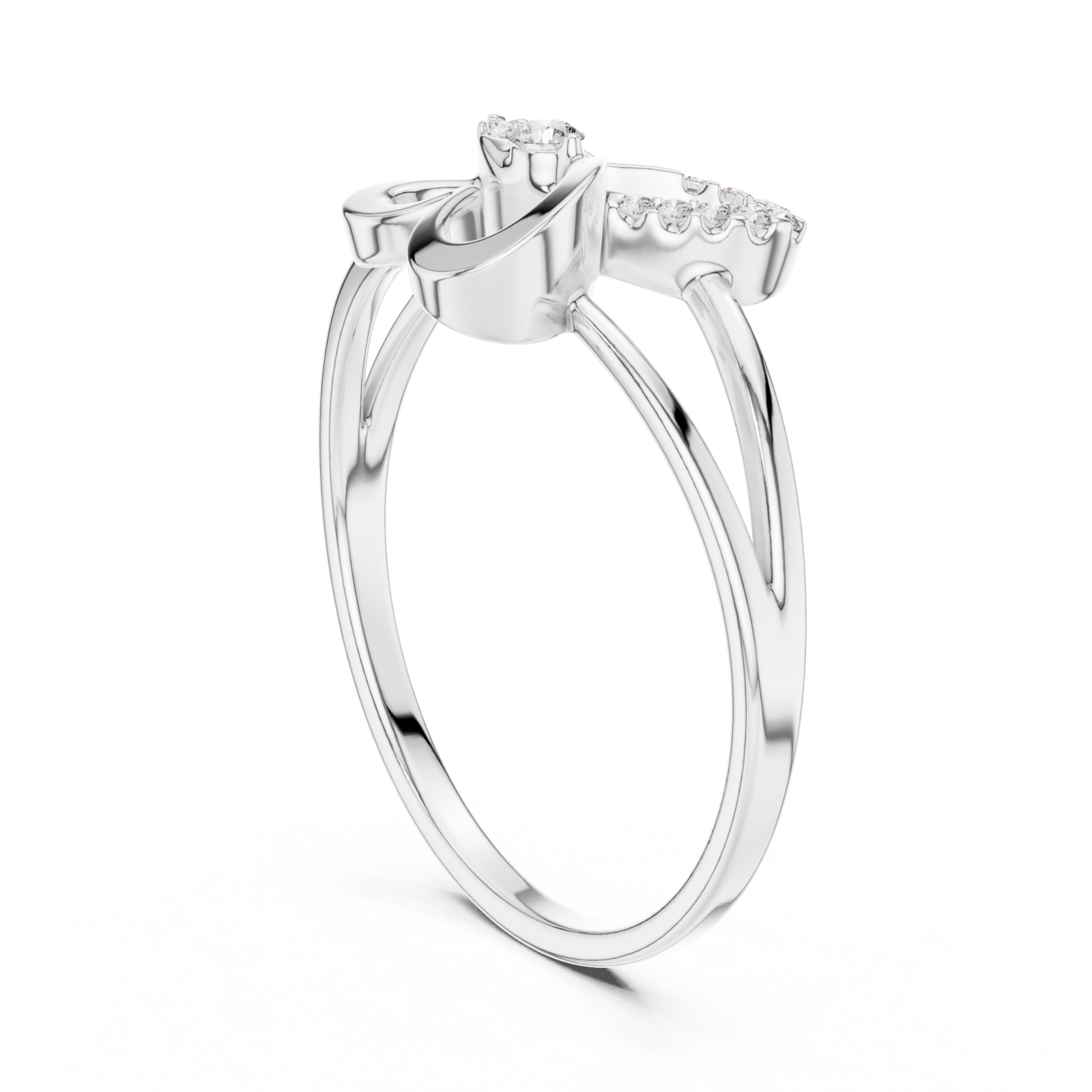  White Gold Splendid Harmony Graceful Loop Ring Left View