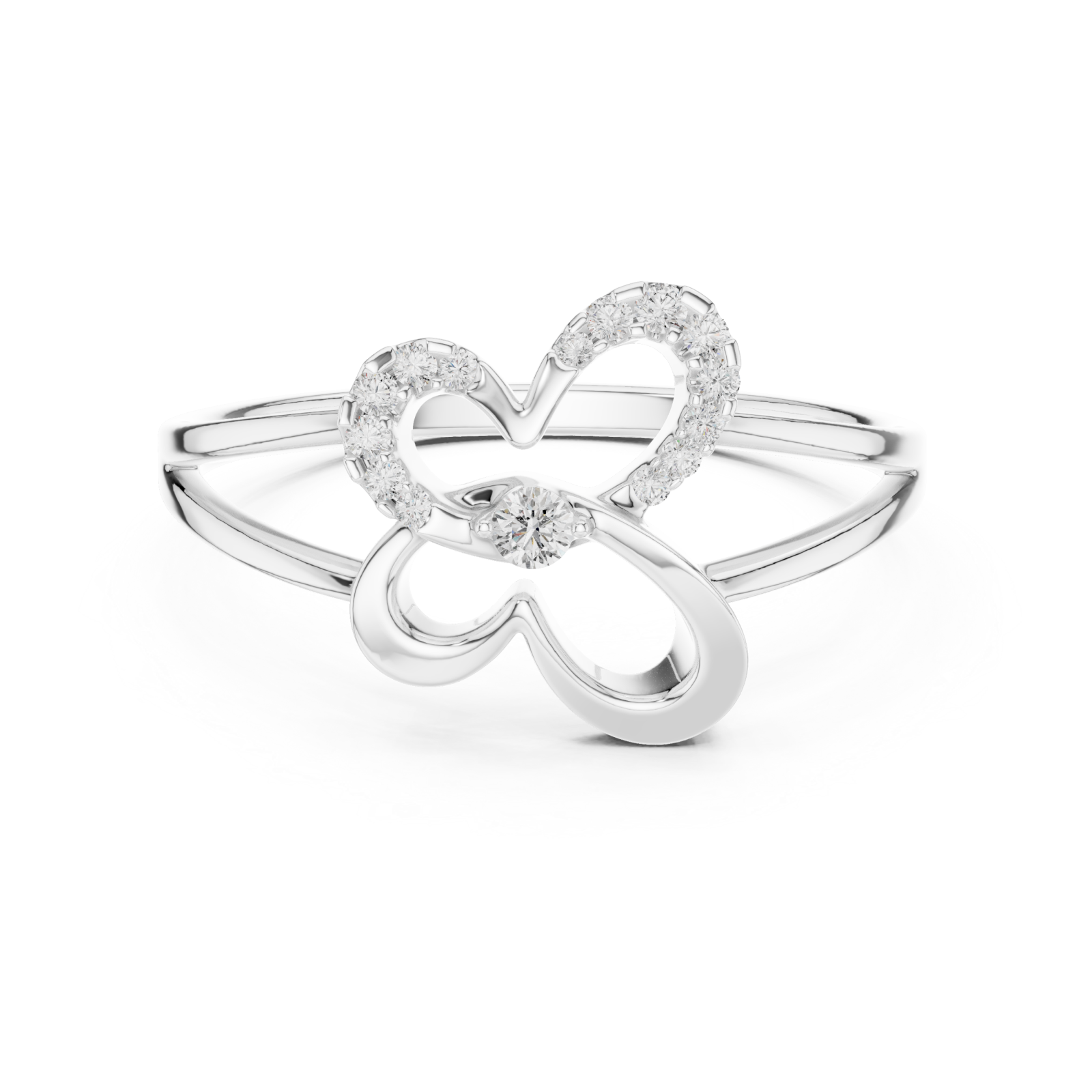  White Gold Splendid Harmony Graceful Loop Ring Front View