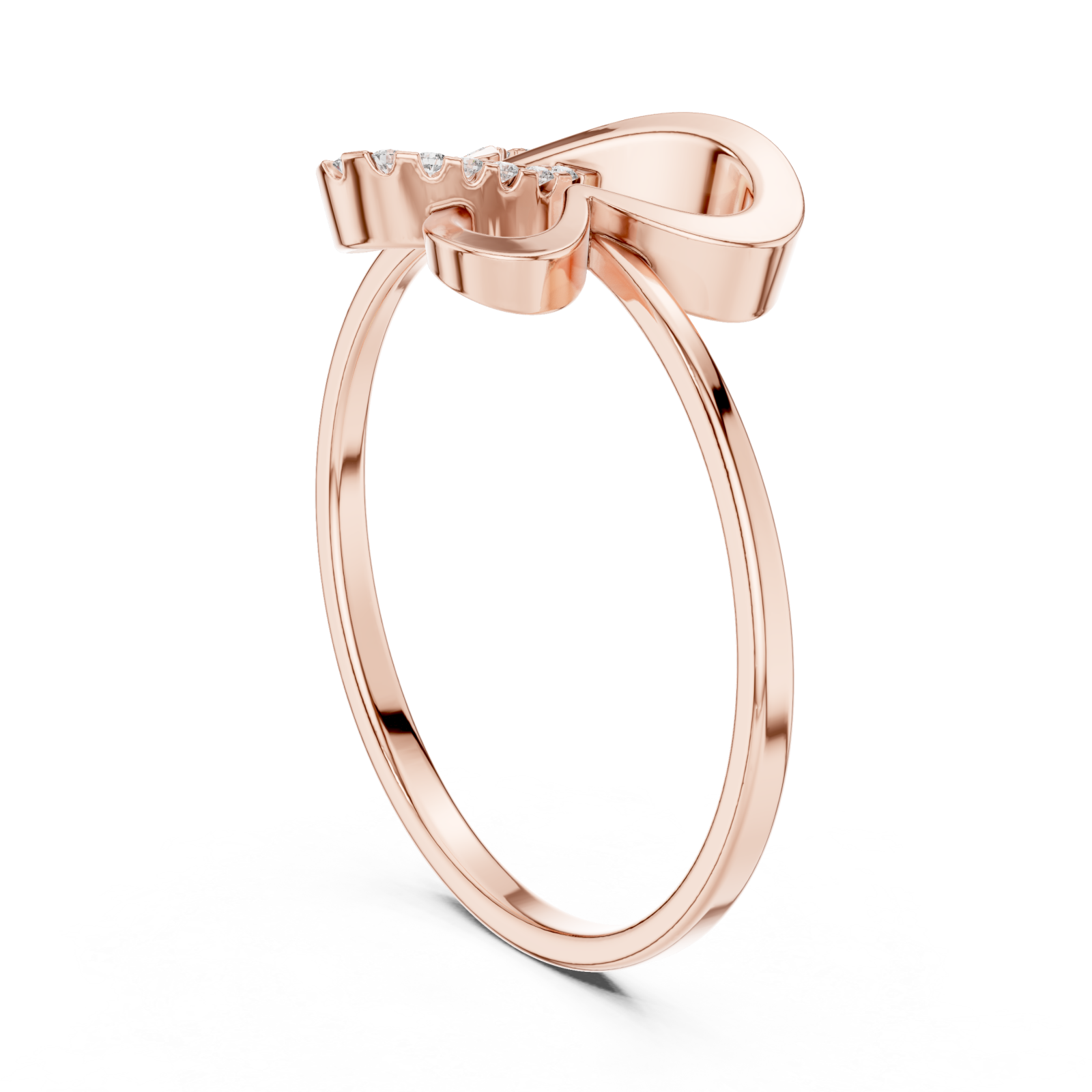  Rose Gold Petal Lace Embrace Ring Left View