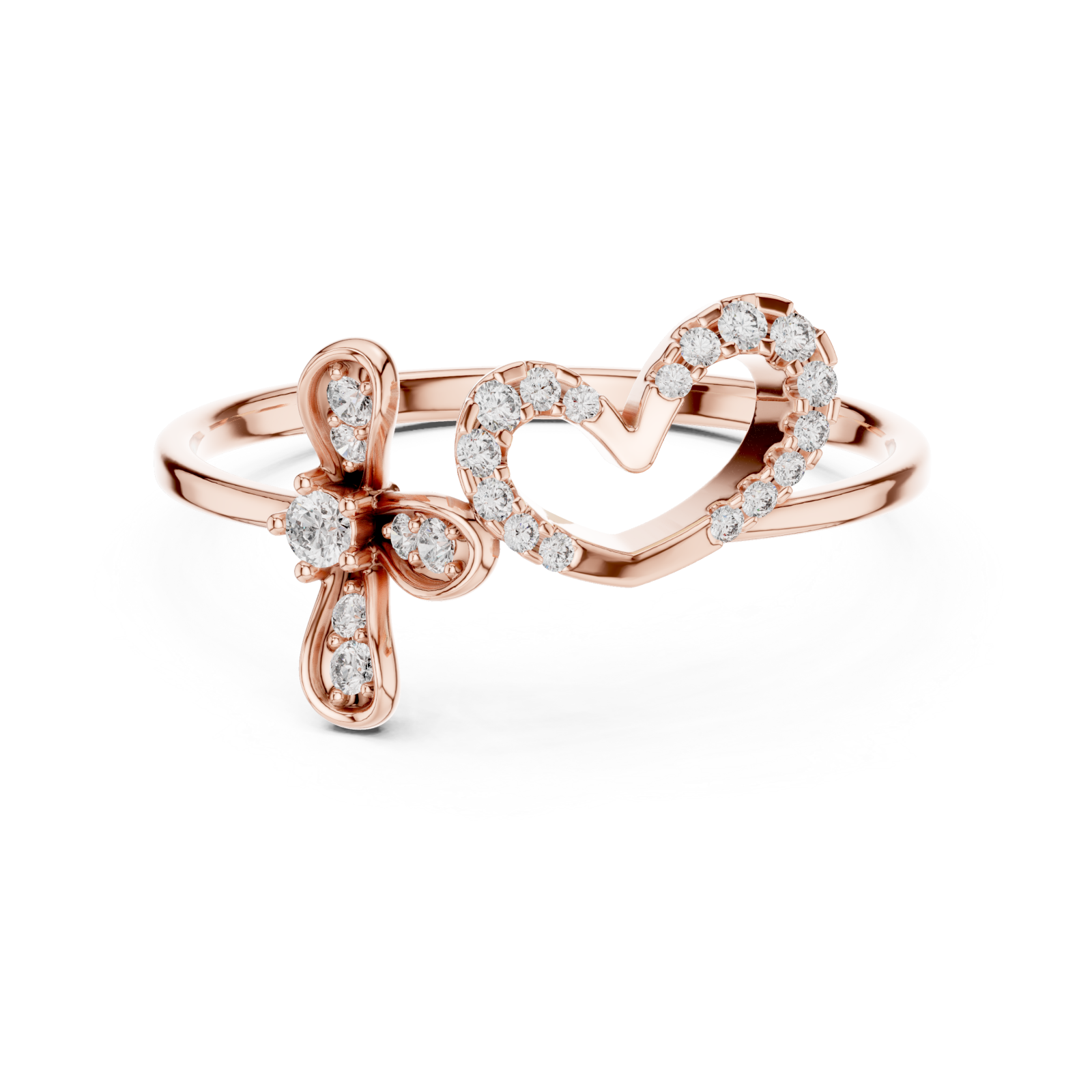  Rose Gold Pure Grace Blossom Dewdrop Band Front View