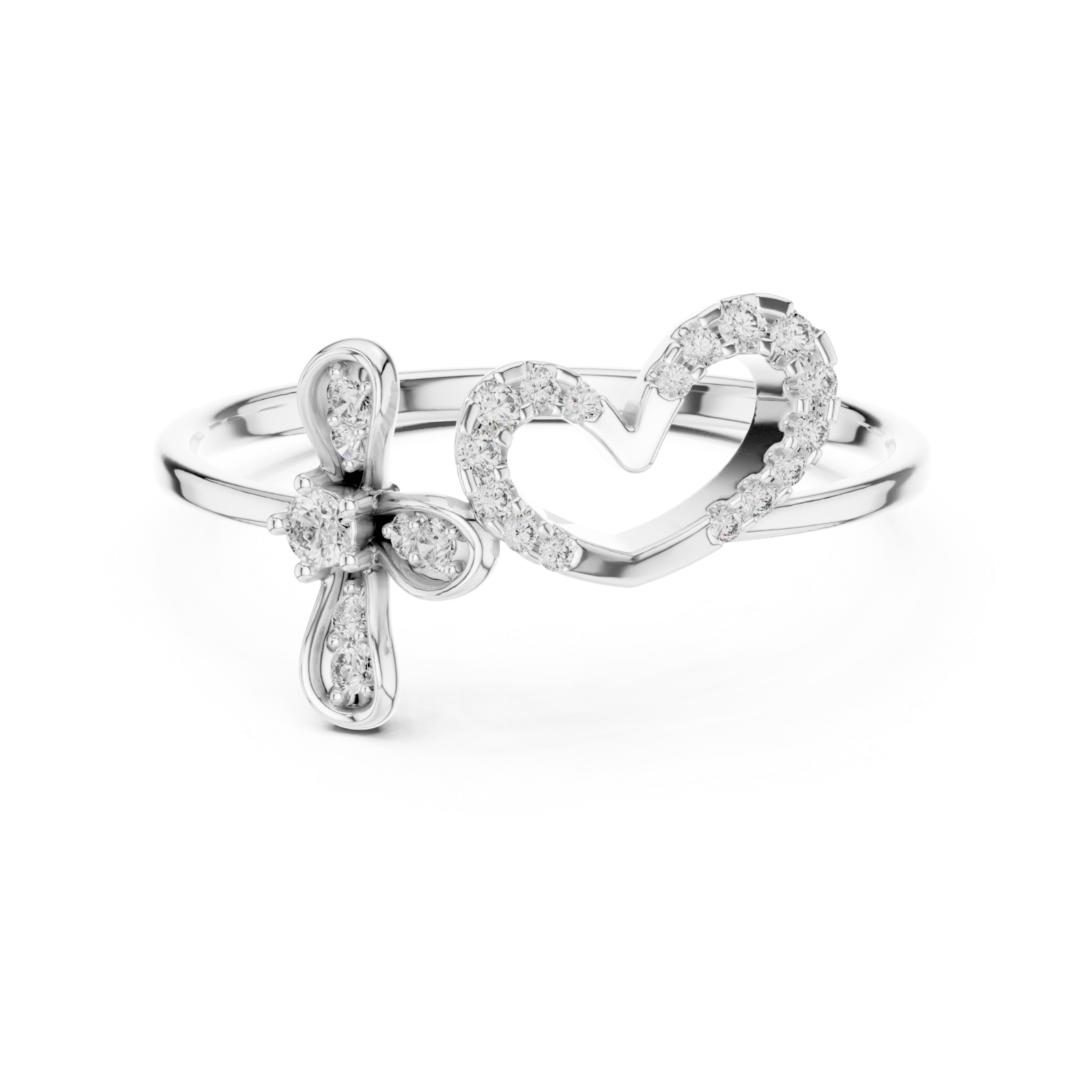  White Gold Pure Grace Blossom Dewdrop Band Front View