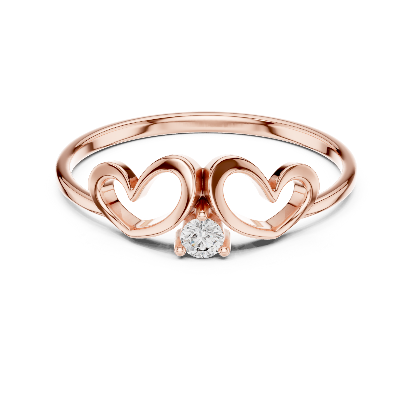  Rose Gold Eternal Heart Embrace Ring Front View