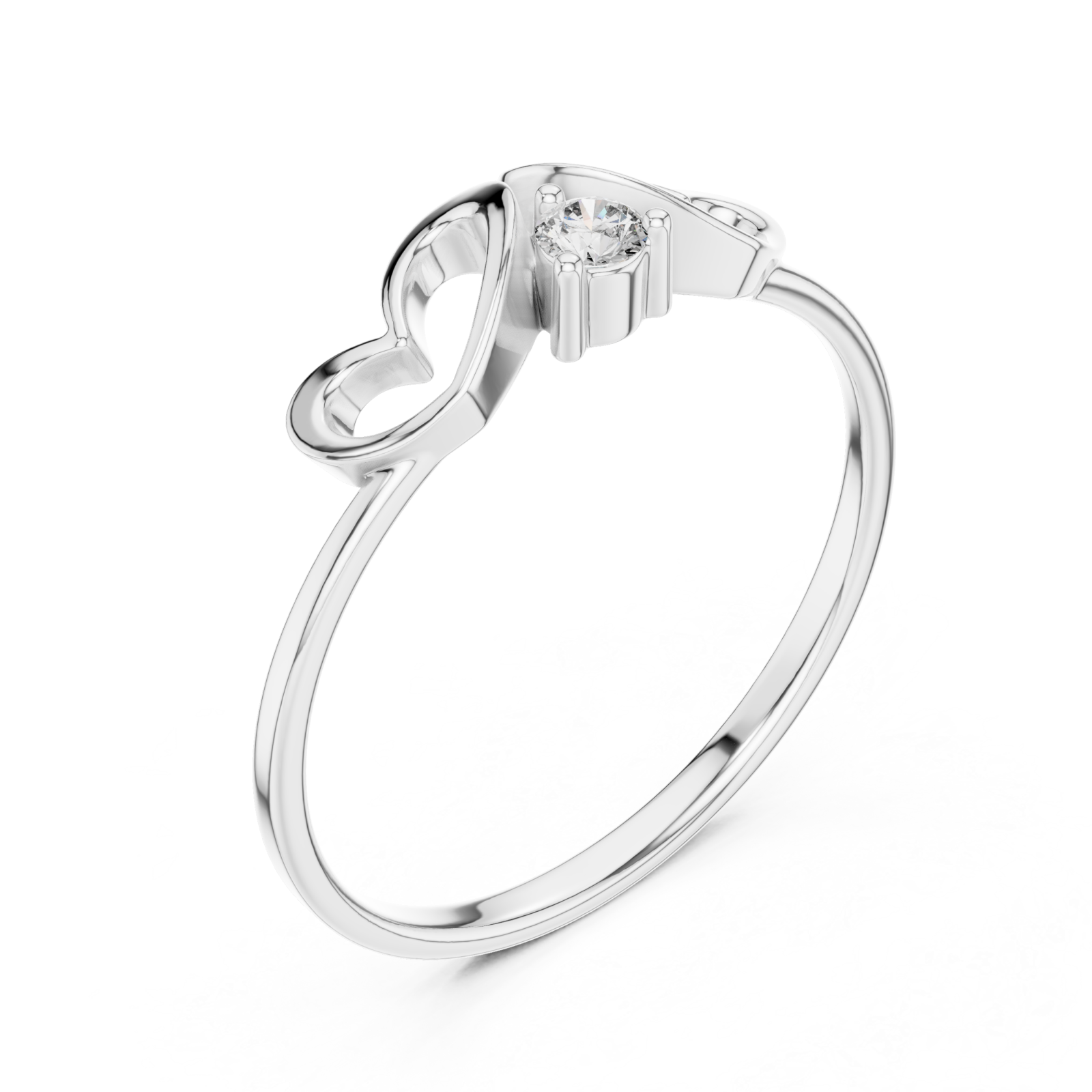  White Gold Eternal Heart Embrace Ring Right View