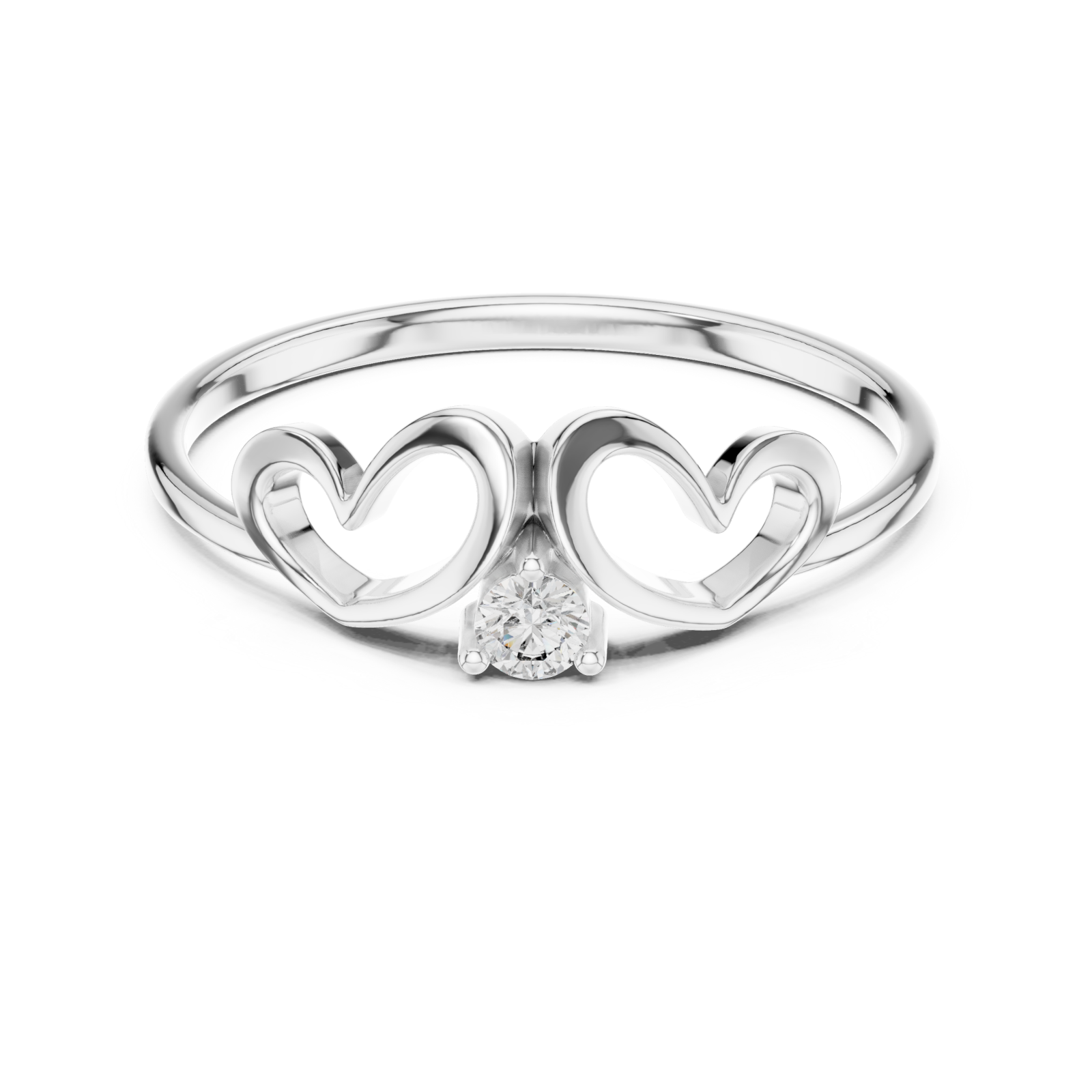  White Gold Eternal Heart Embrace Ring Front View
