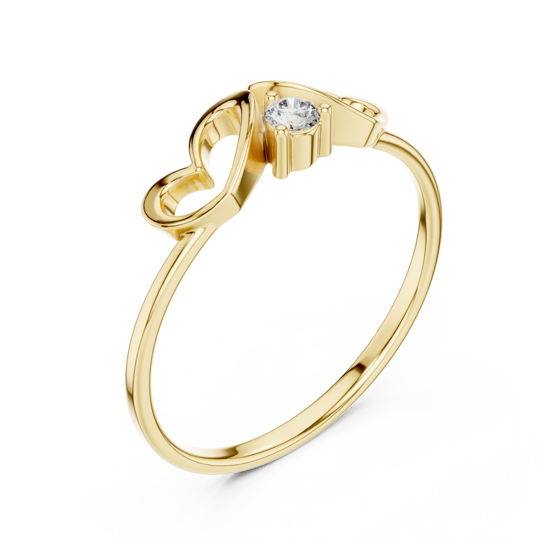 Gold Eternal Heart Embrace Ring Right View