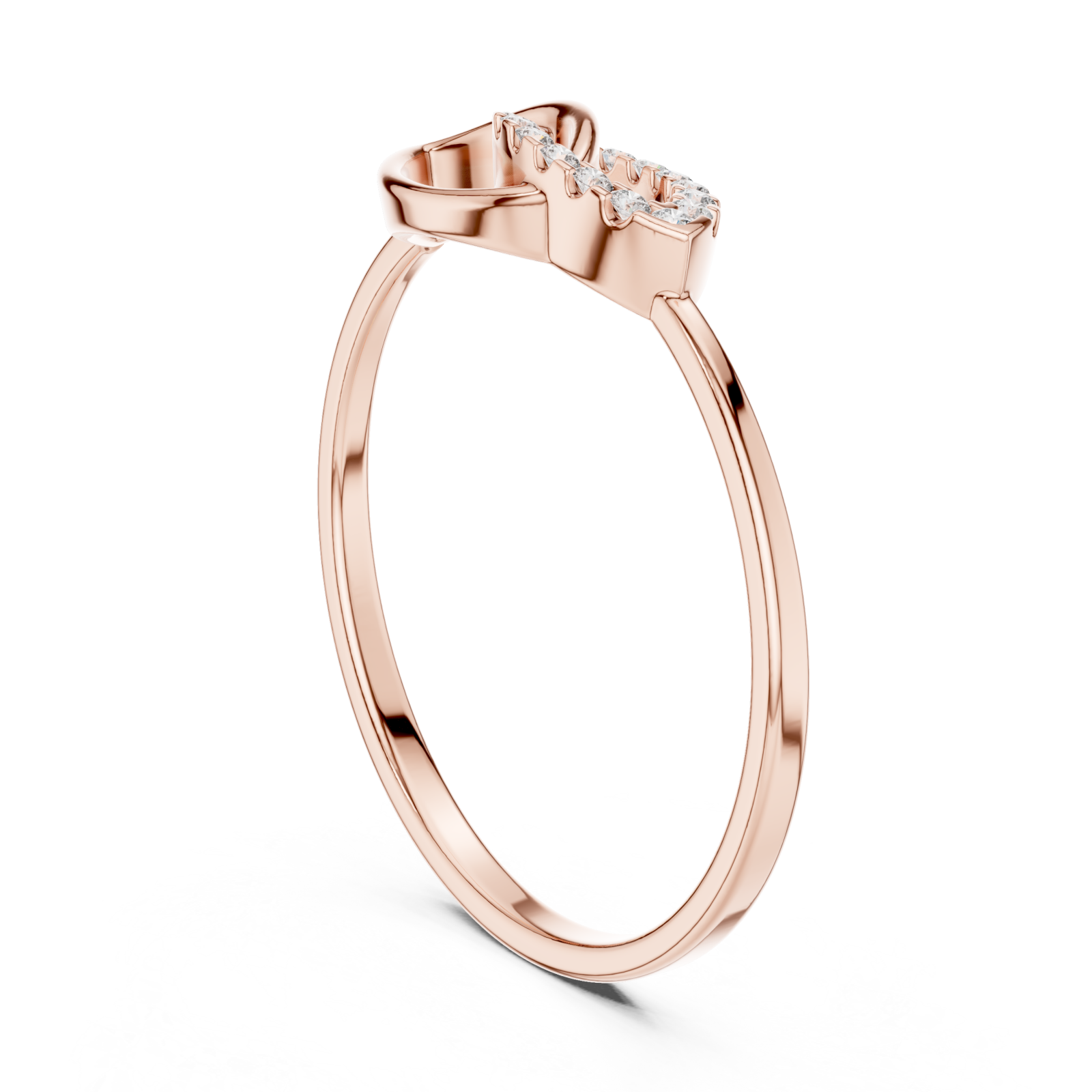  Rose Gold Celestial Edge Botanical Silhouette Band Left View