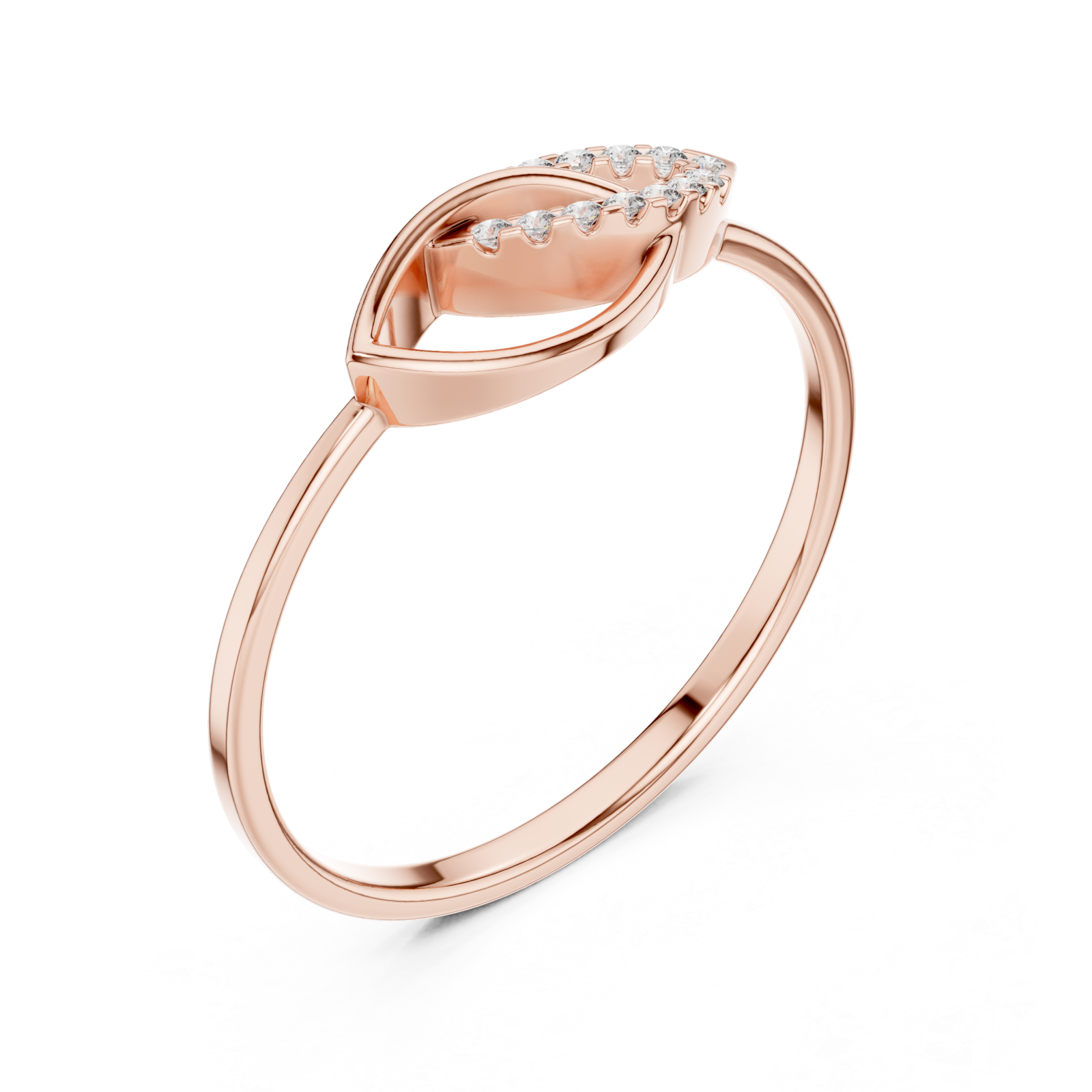 Rose Gold Celestial Edge Botanical Silhouette Band Right View