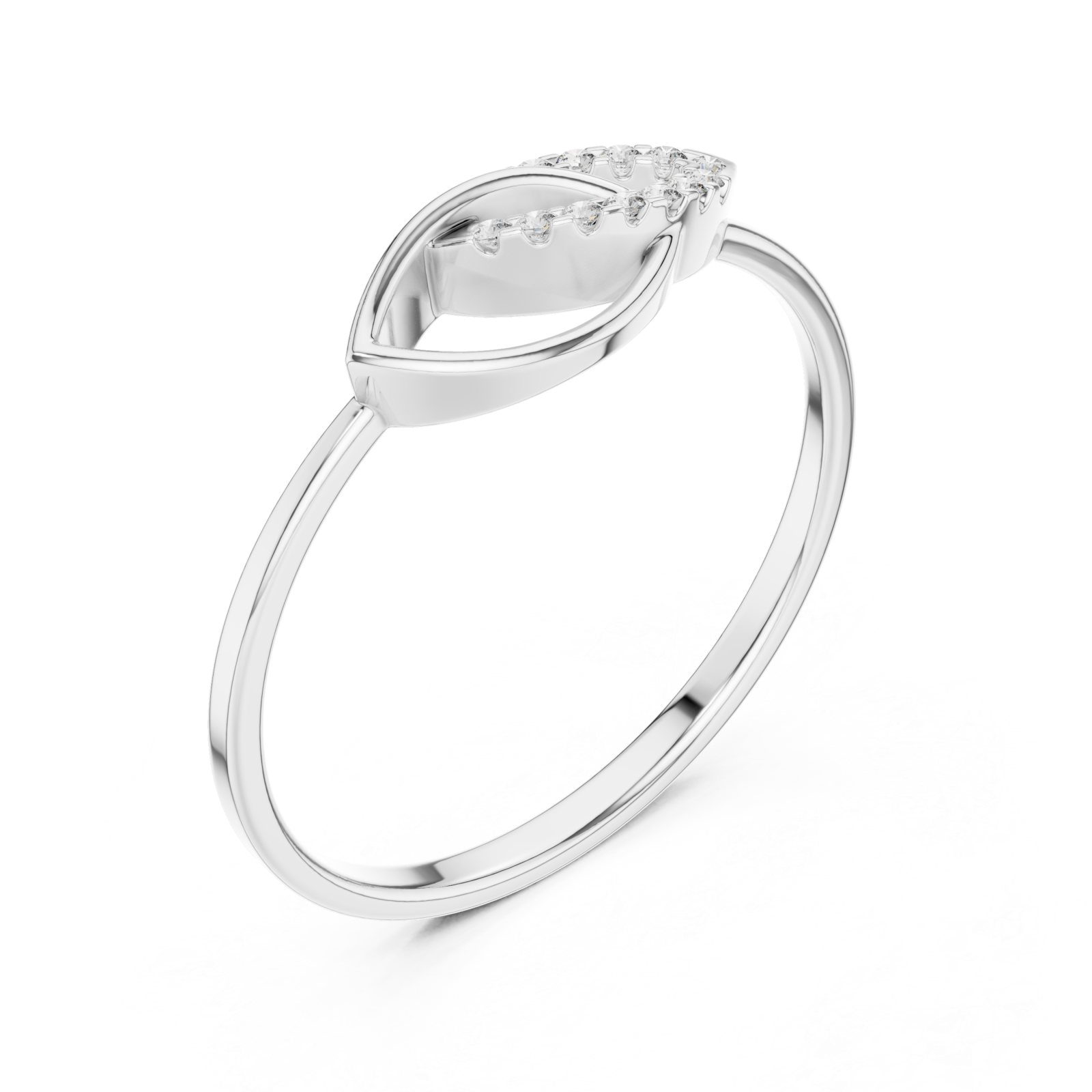  White Gold Celestial Edge Botanical Silhouette Band Right View