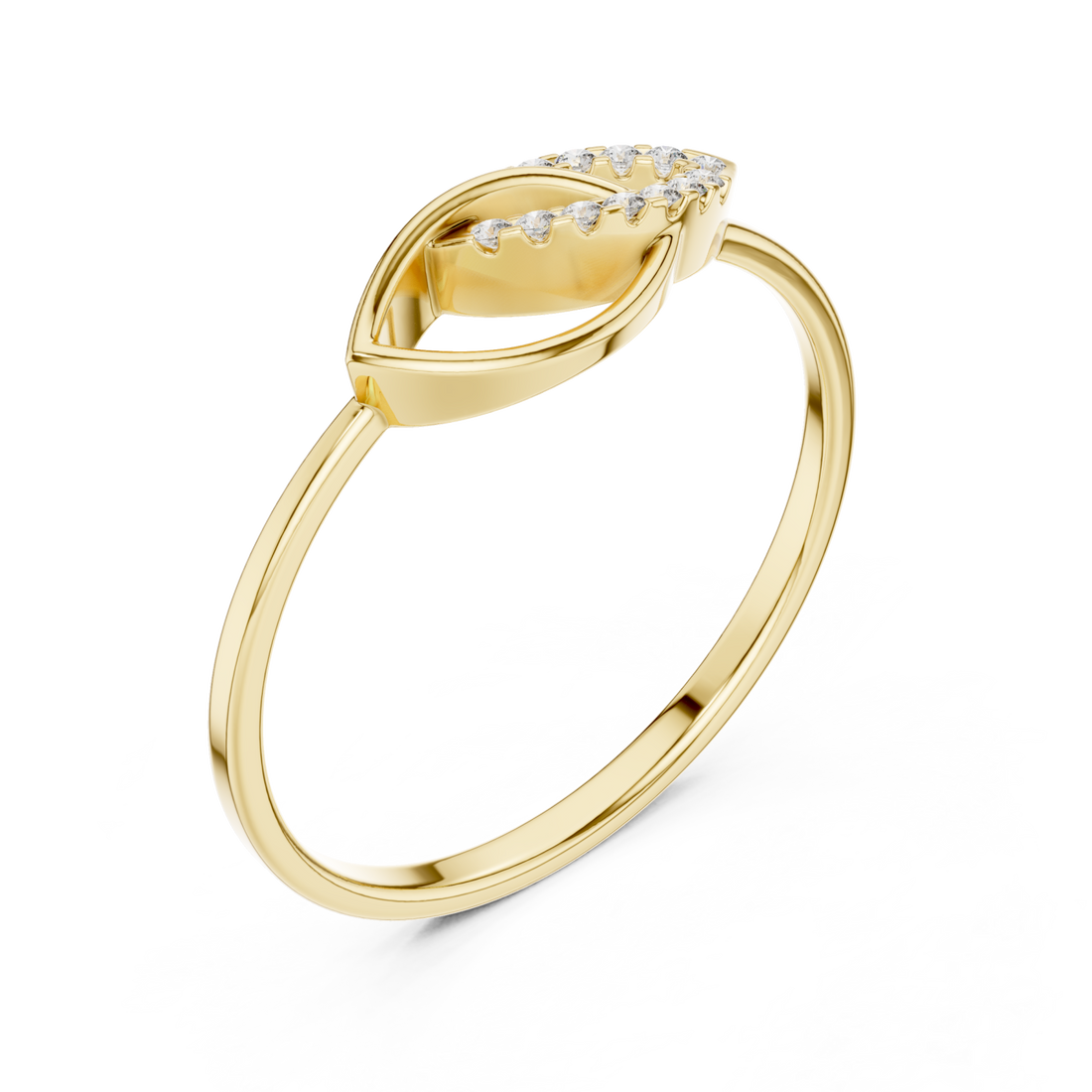 Gold Celestial Edge Botanical Silhouette Band Right View
