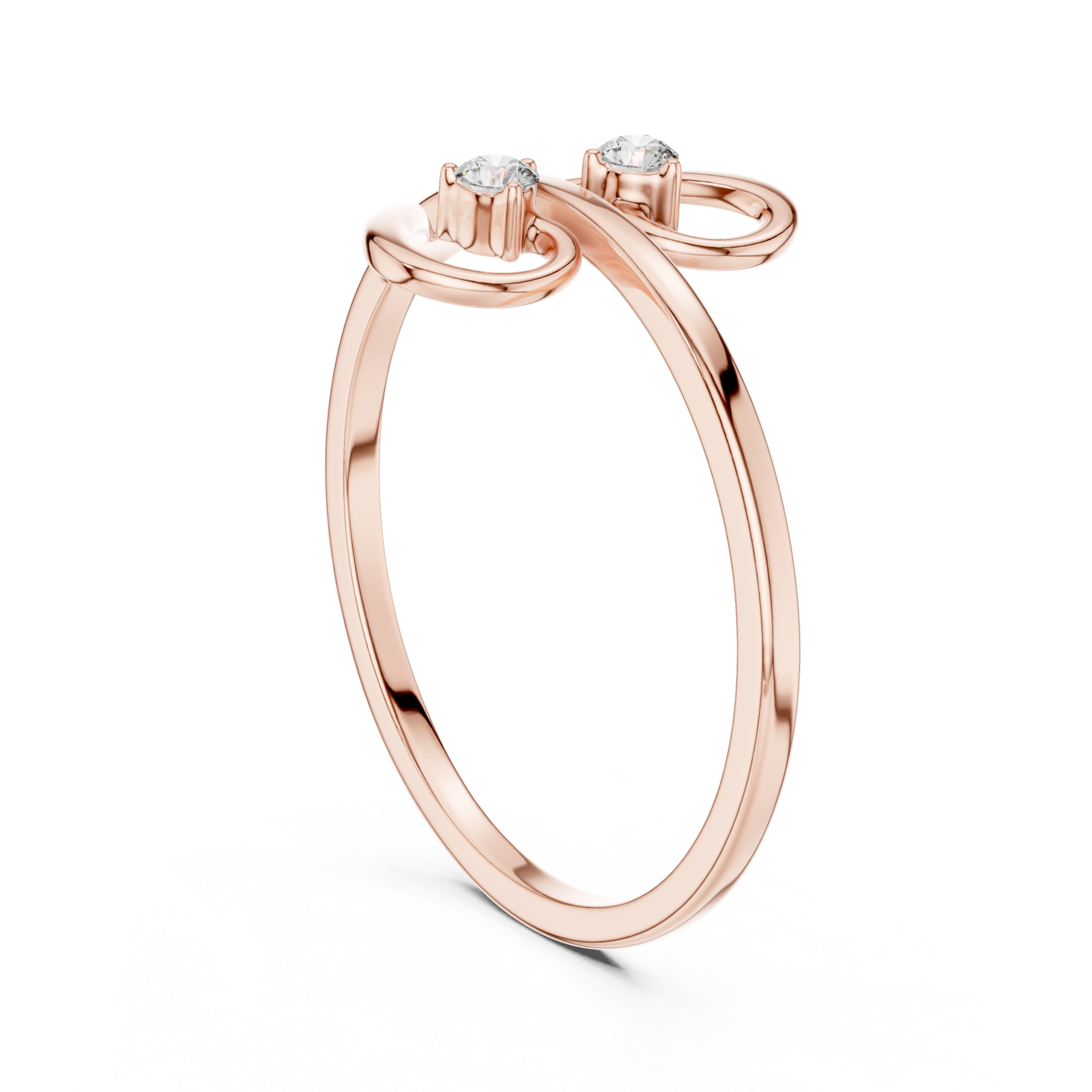  Rose Gold Twin Beam Embrace Ring Left View