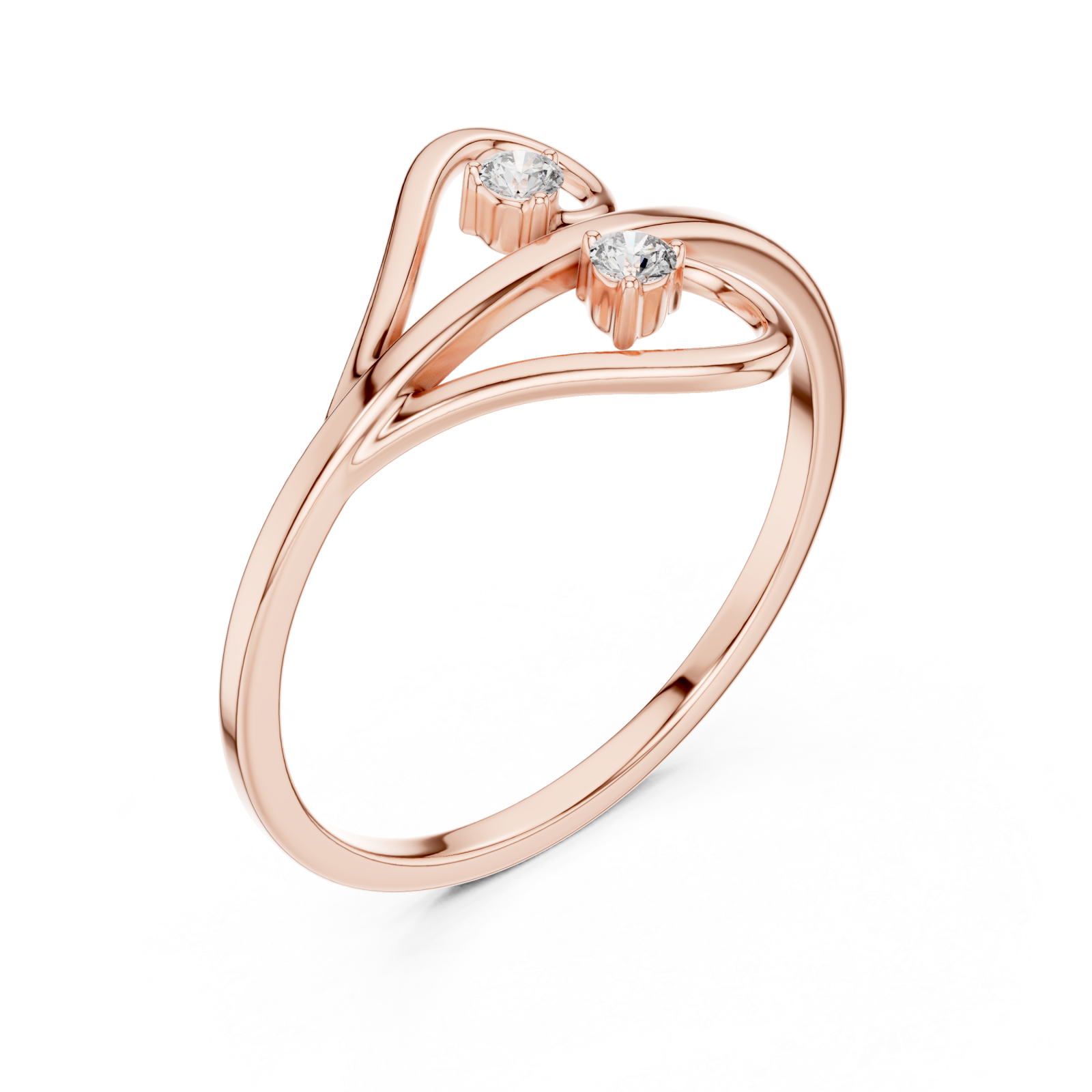  Rose Gold Twin Beam Embrace Ring Right View
