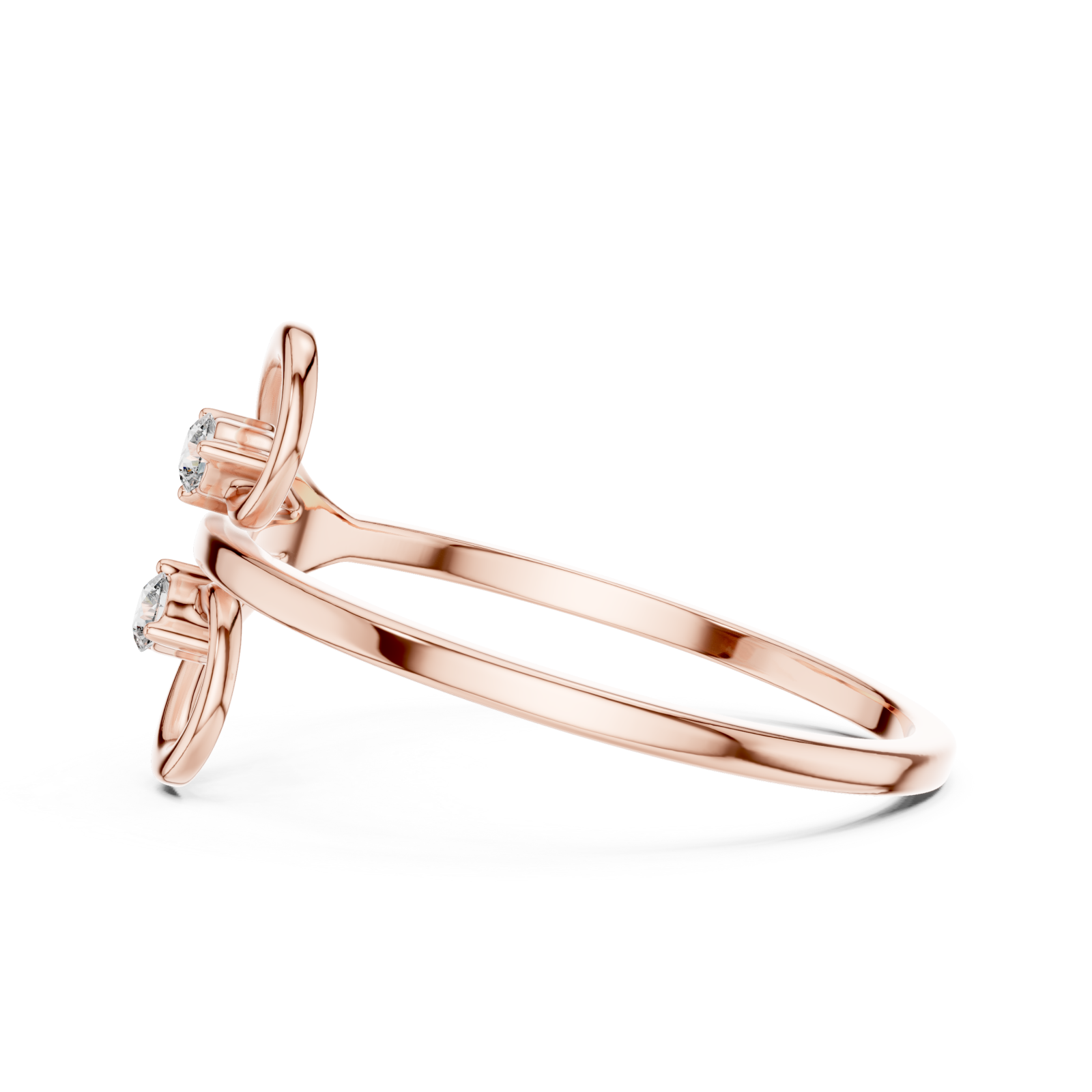  Rose Gold Twin Beam Embrace Ring Side View