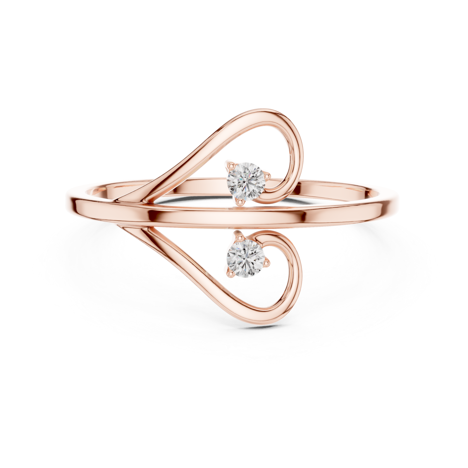  Rose Gold Twin Beam Embrace Ring Front View