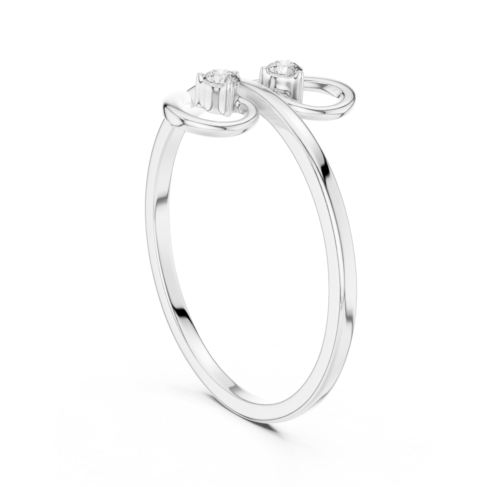  White Gold Twin Beam Embrace Ring Left View