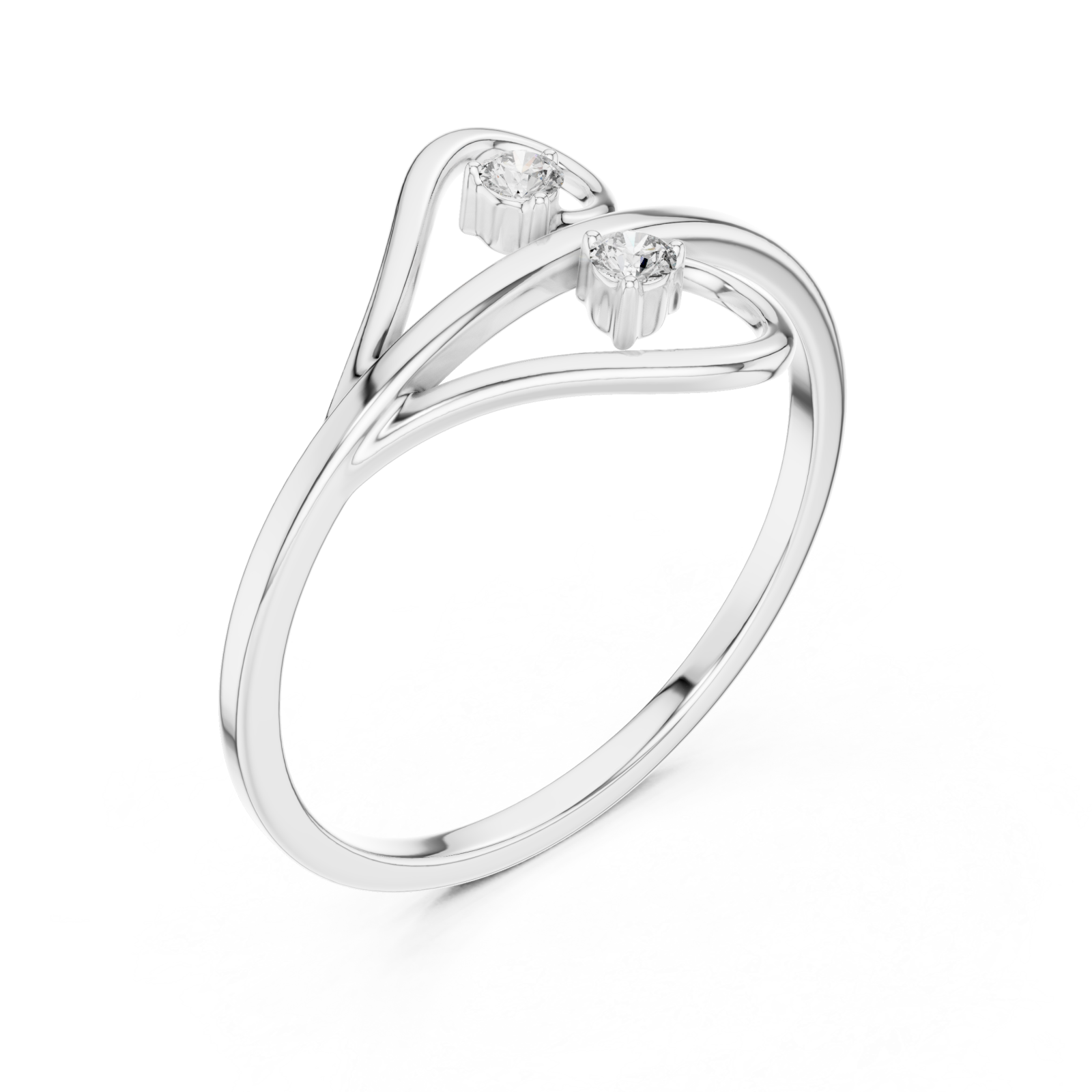  White Gold Twin Beam Embrace Ring Right View