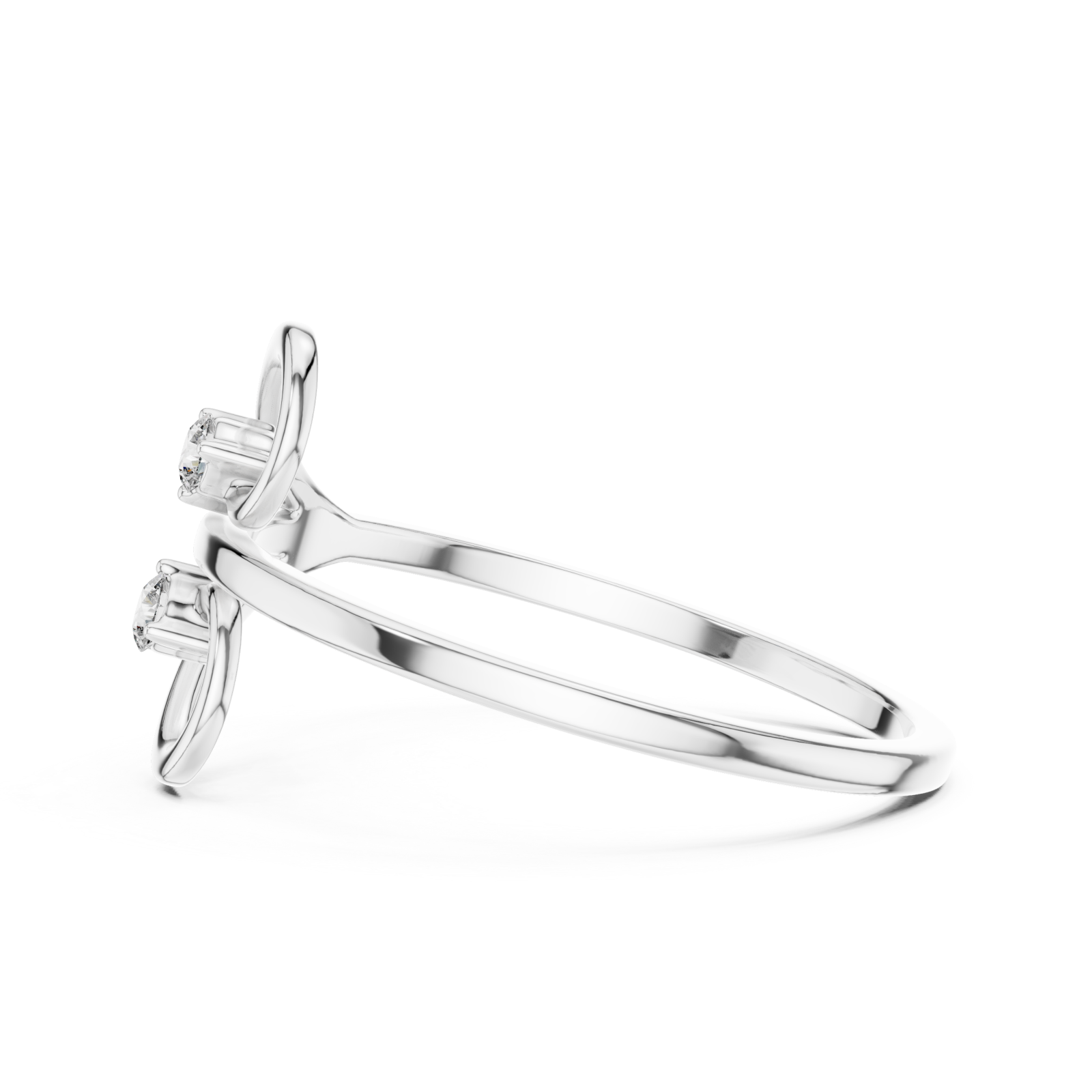  White Gold Twin Beam Embrace Ring Side View