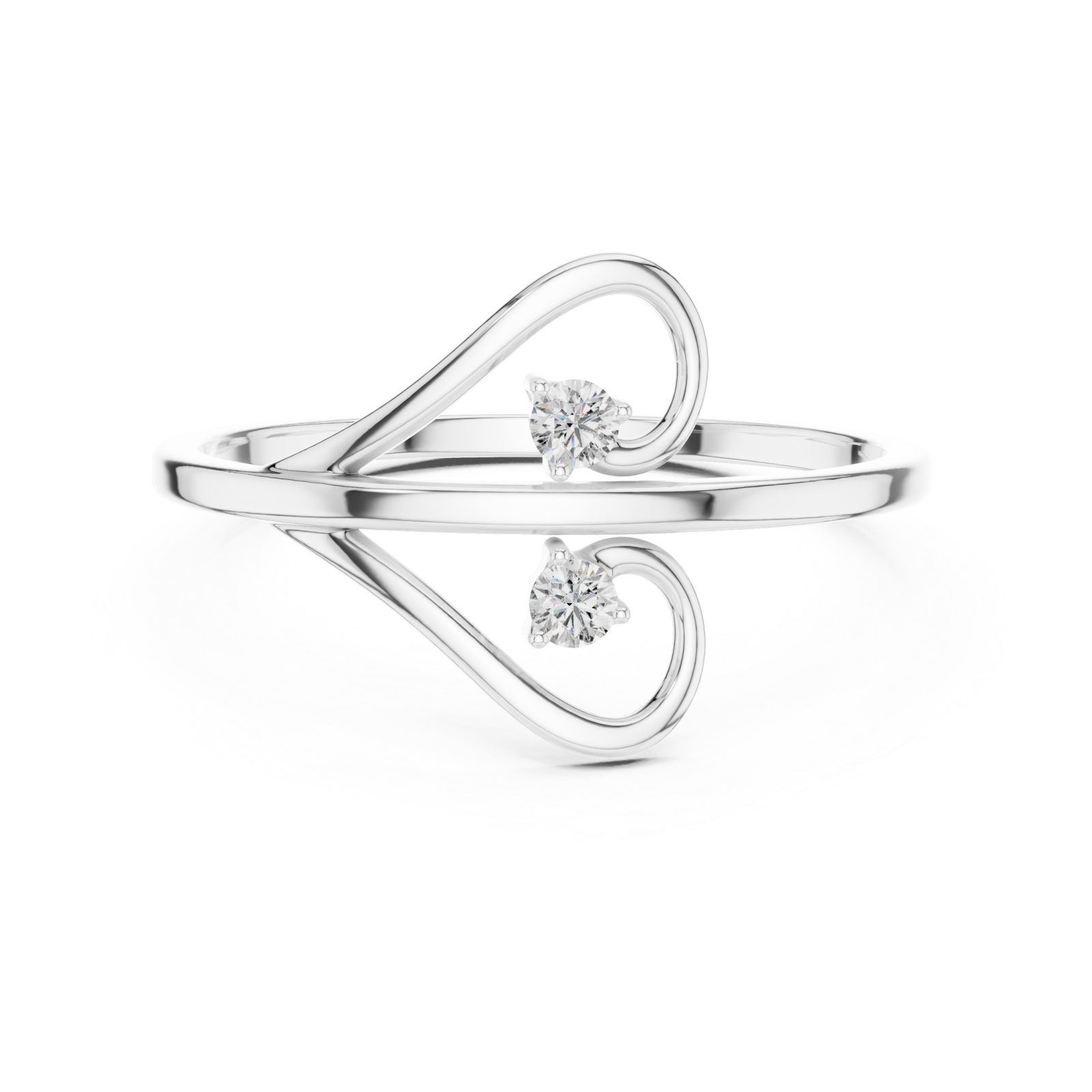  White Gold Twin Beam Embrace Ring Front View