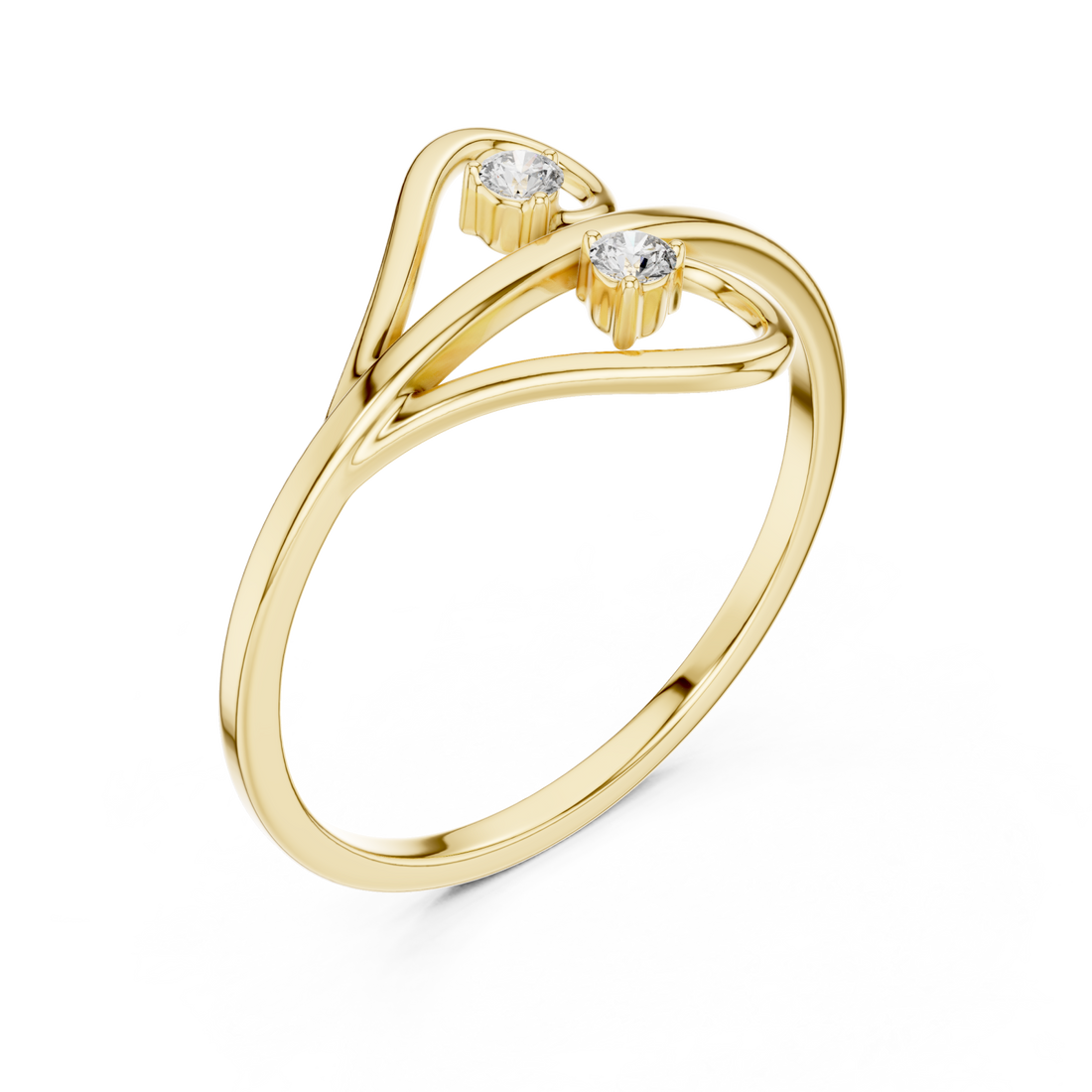 Gold Twin Beam Embrace Ring Right View