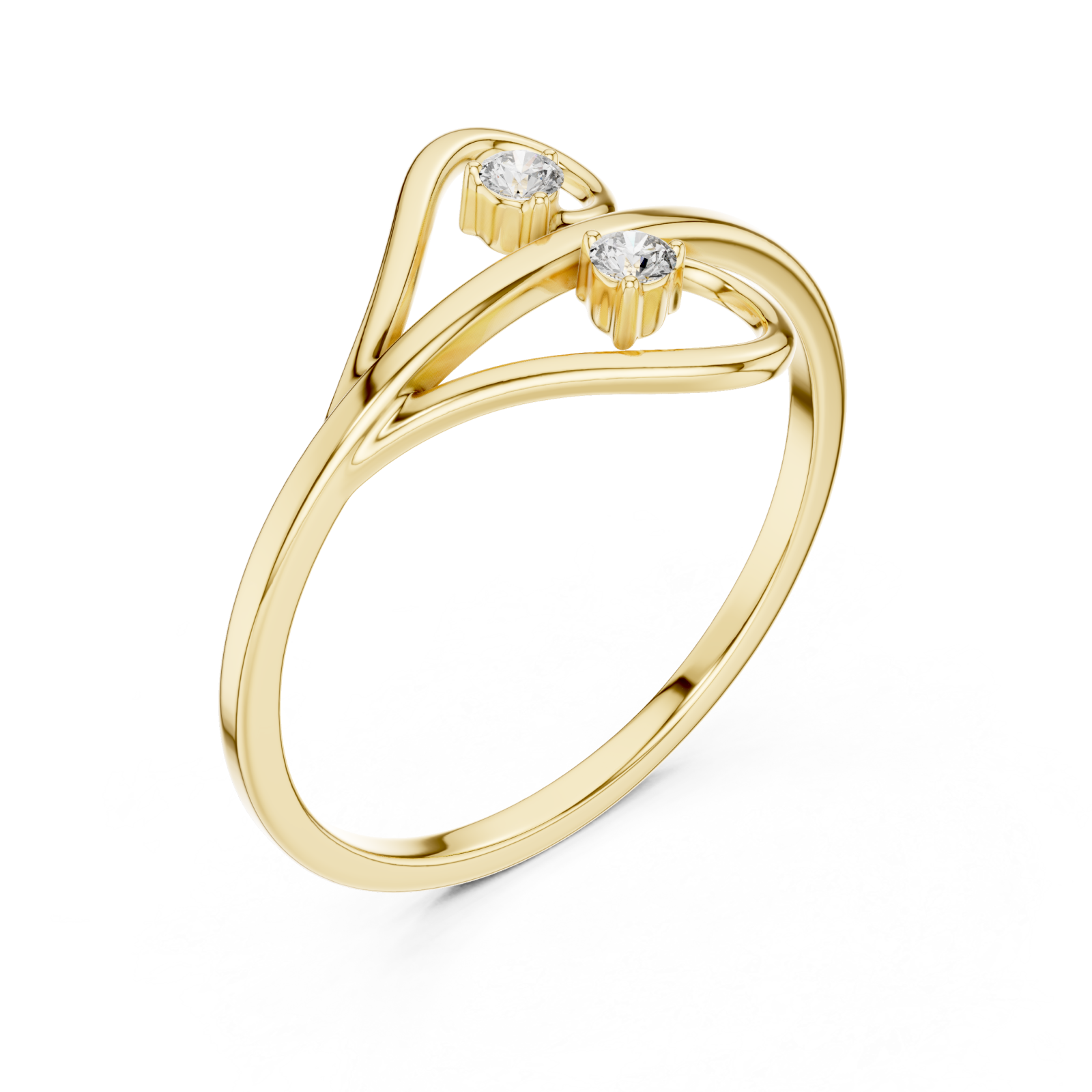 Gold Twin Beam Embrace Ring Right View