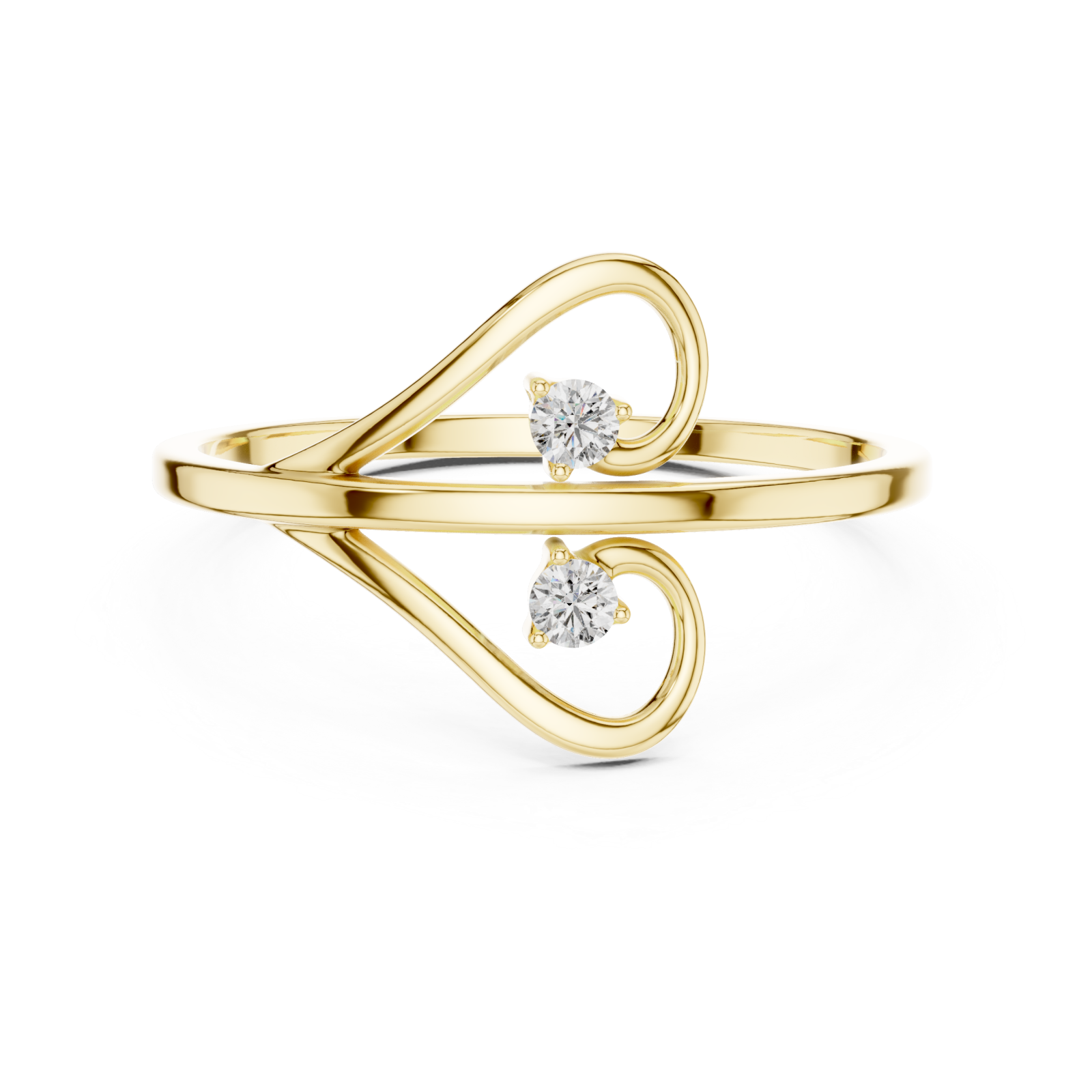 Gold Twin Beam Embrace Ring Front View