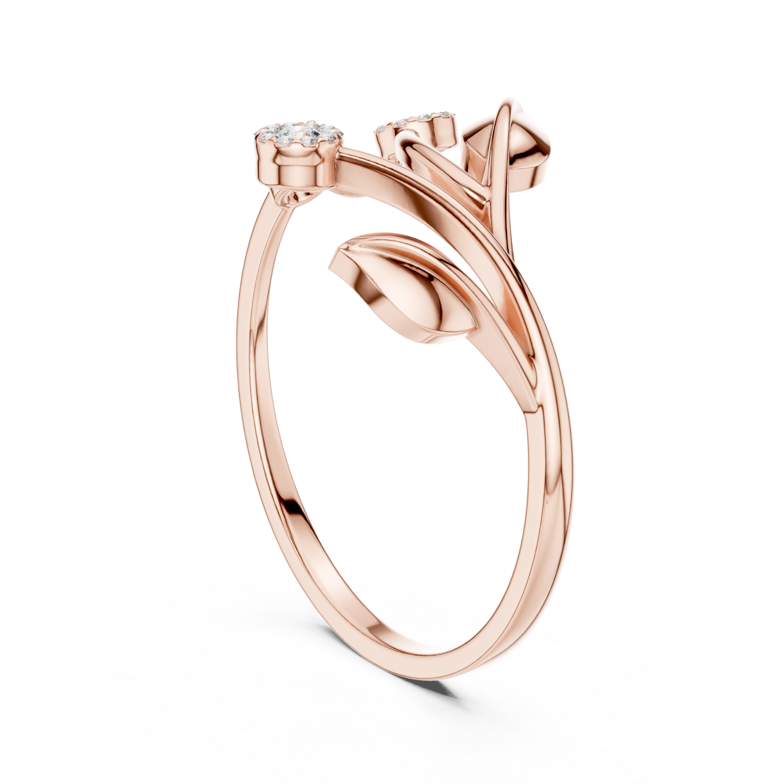  Rose Gold Radiant Blossom Statement Band Left View