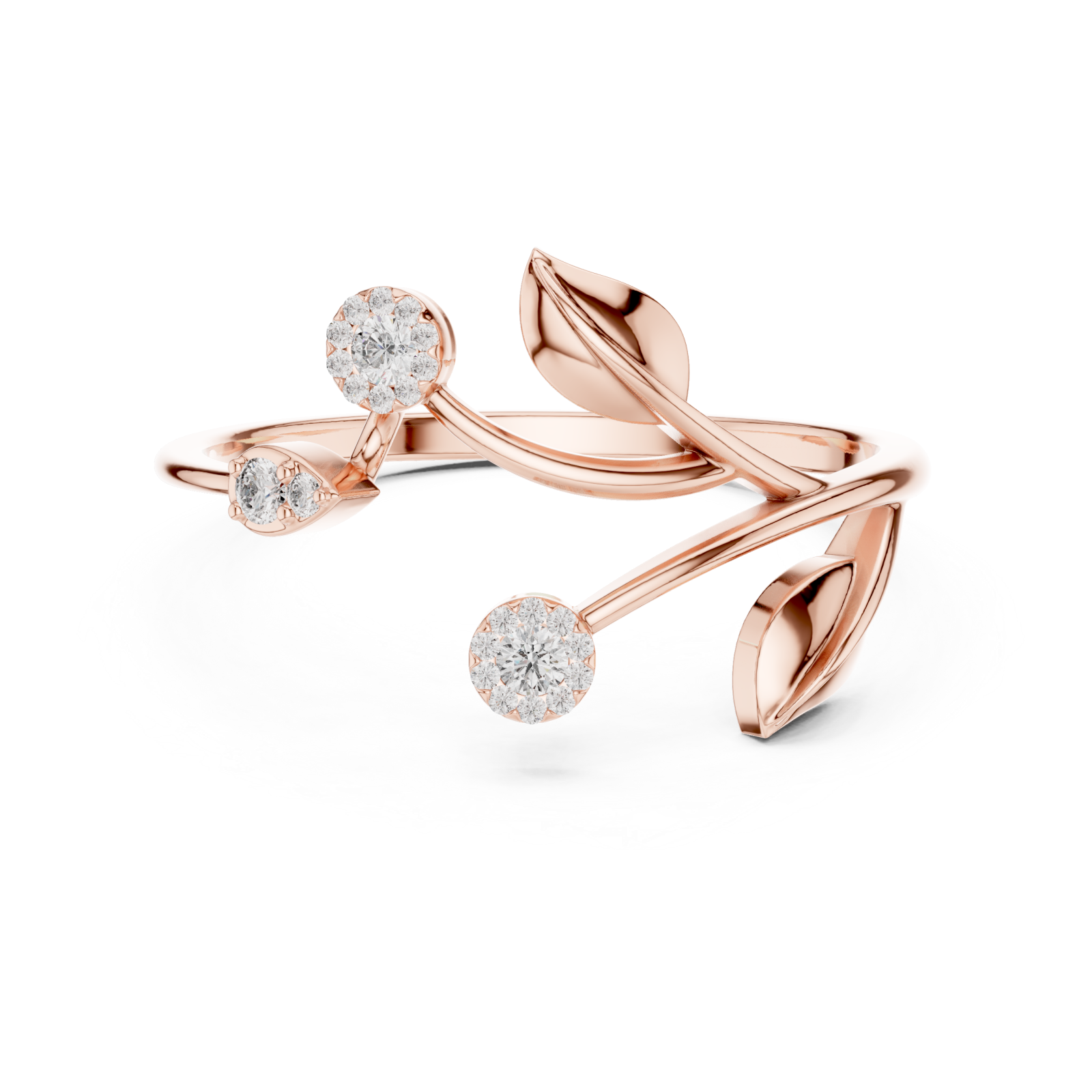  Rose Gold Radiant Blossom Statement Band Front View