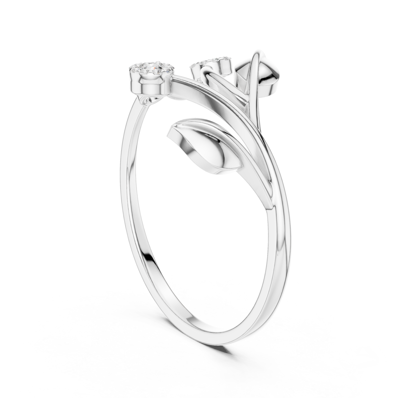  White Gold Radiant Blossom Statement Band Left View