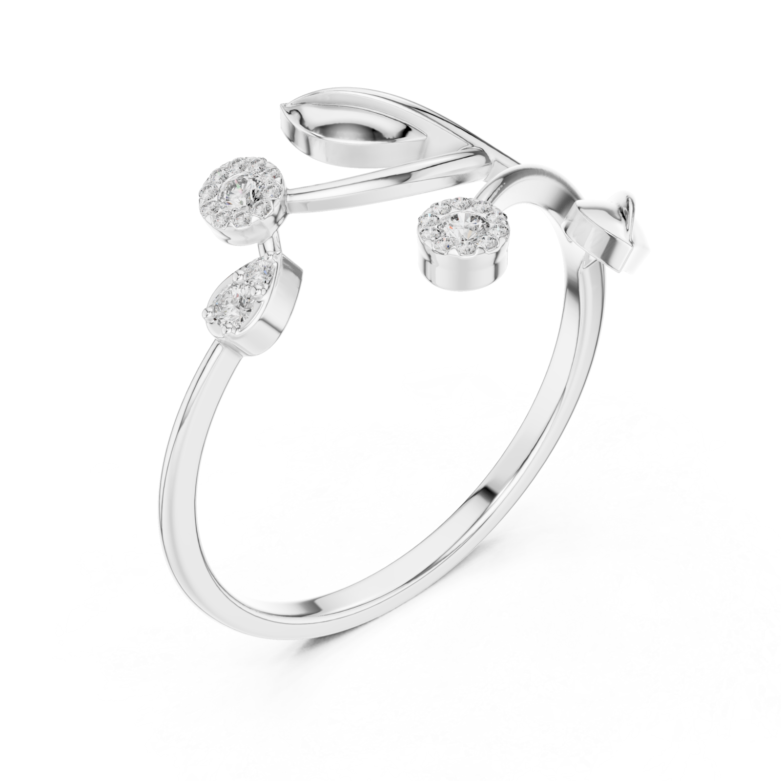  White Gold Radiant Blossom Statement Band Right View