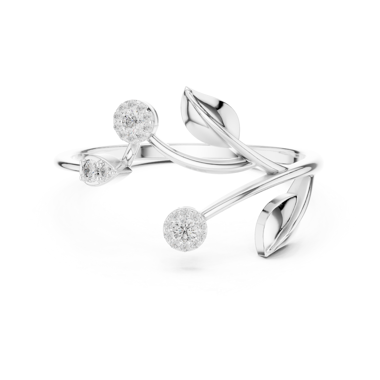  White Gold Radiant Blossom Statement Band Front View