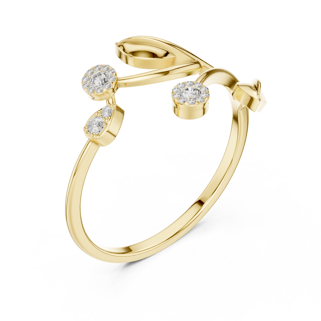 Gold Radiant Blossom Statement Band Right View