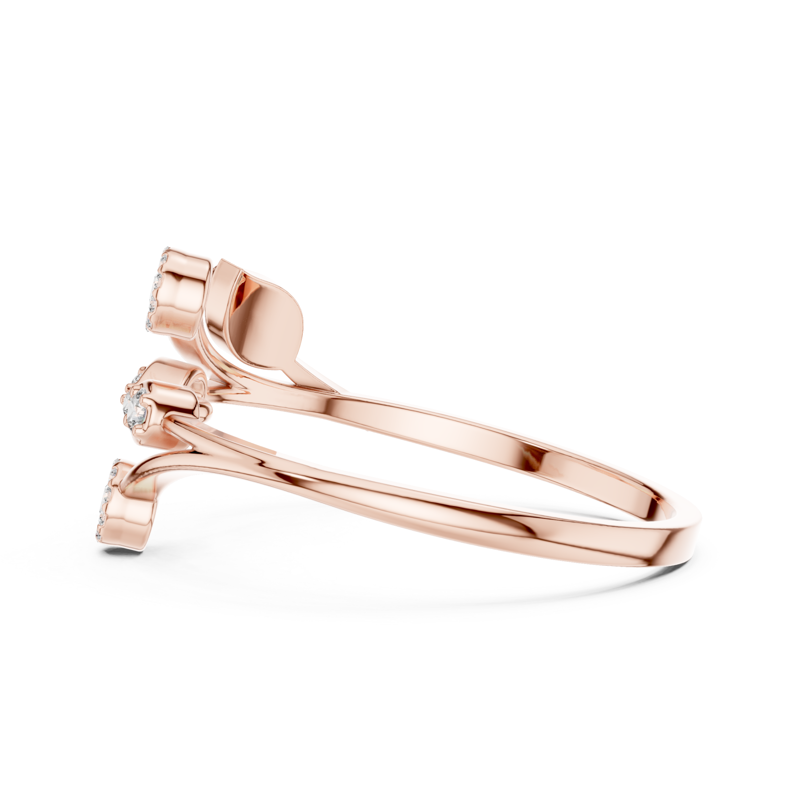  Rose Gold Threefold Blossom Harmony Ring Side View