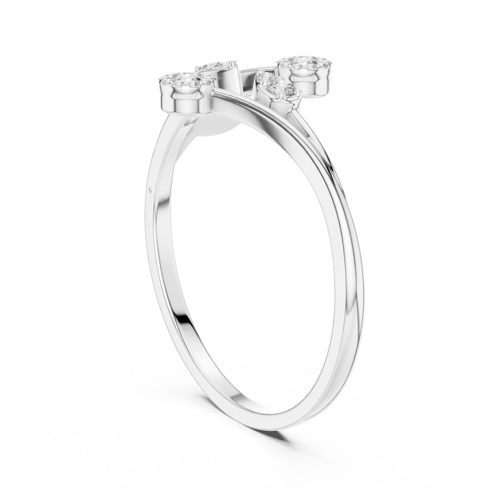  White Gold Threefold Blossom Harmony Ring Left View