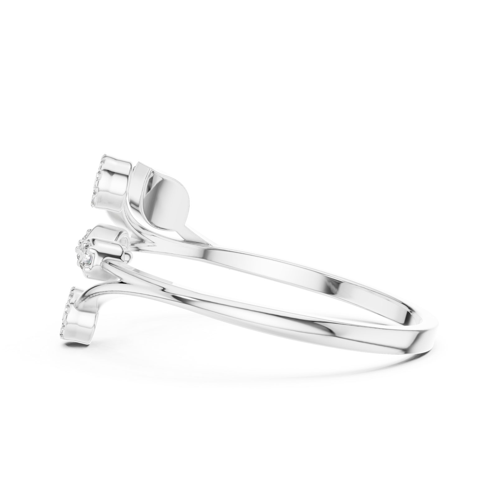  White Gold Threefold Blossom Harmony Ring Side View