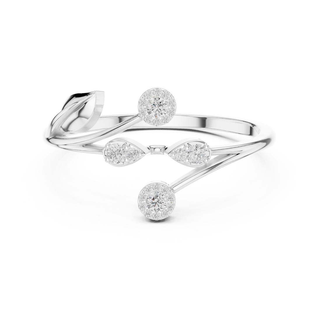  White Gold Threefold Blossom Harmony Ring Right View