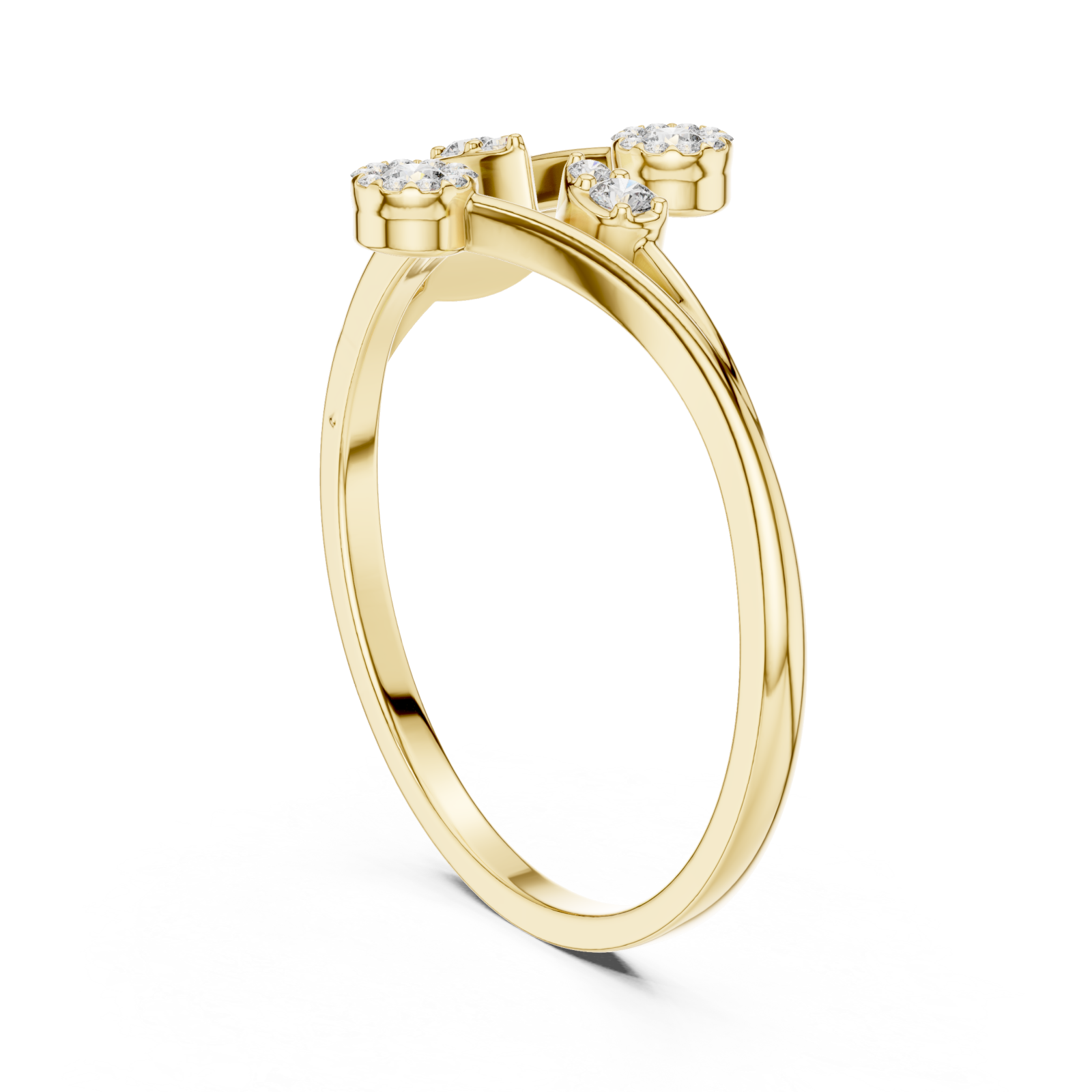  Gold Threefold Blossom Harmony Ring Left View