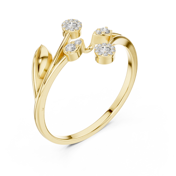Gold Threefold Blossom Harmony Ring Right View
