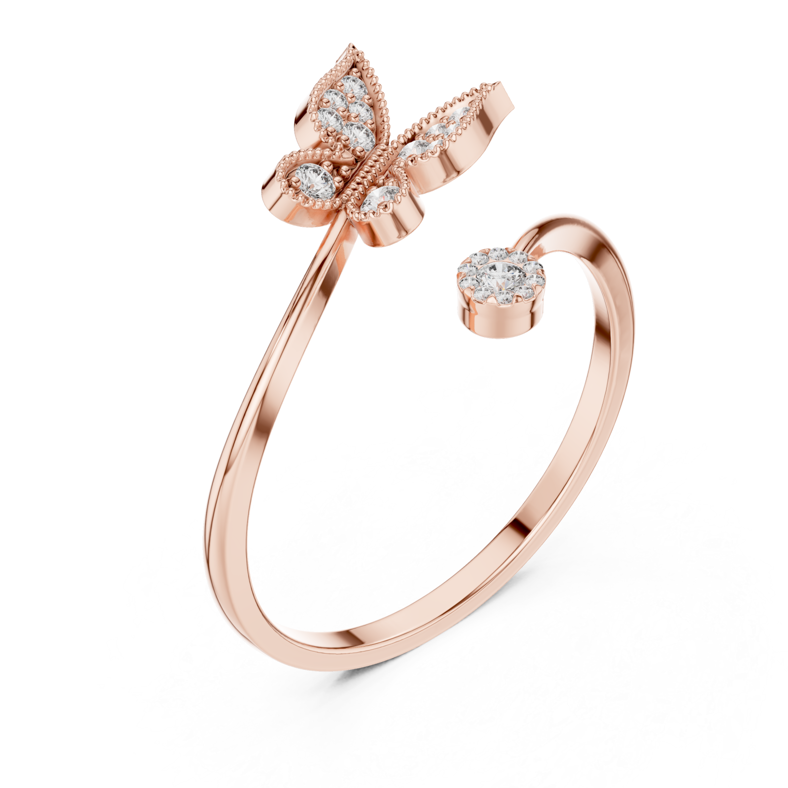  Rose Gold Fluttering Muse Open Band Ring Right View