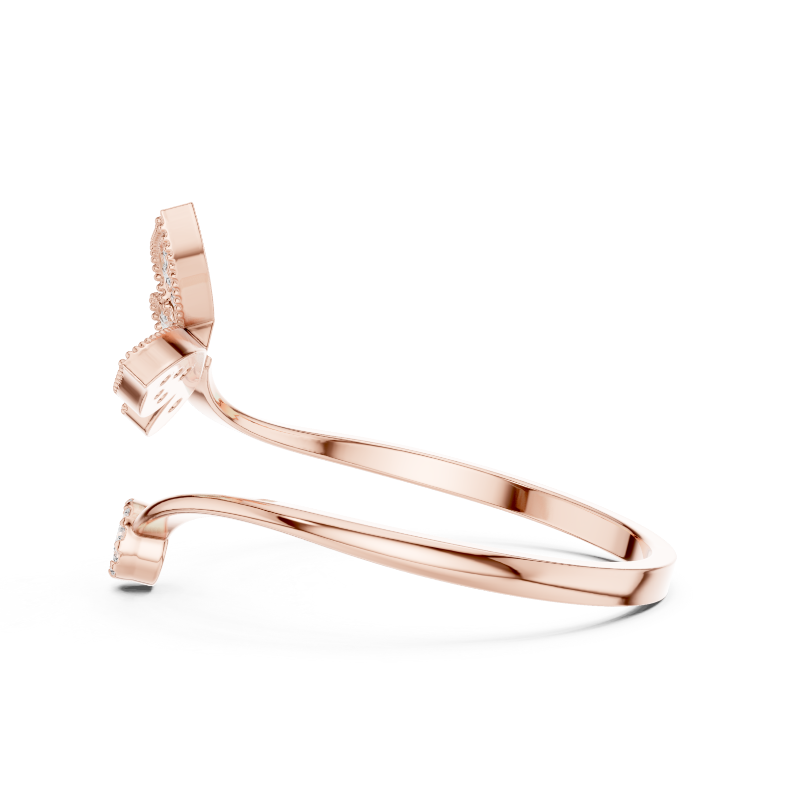 Rose Gold Fluttering Muse Open Band Ring Side View