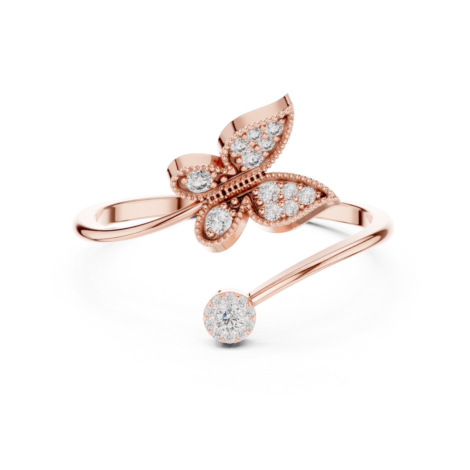  Rose Gold Fluttering Muse Open Band Ring Front View