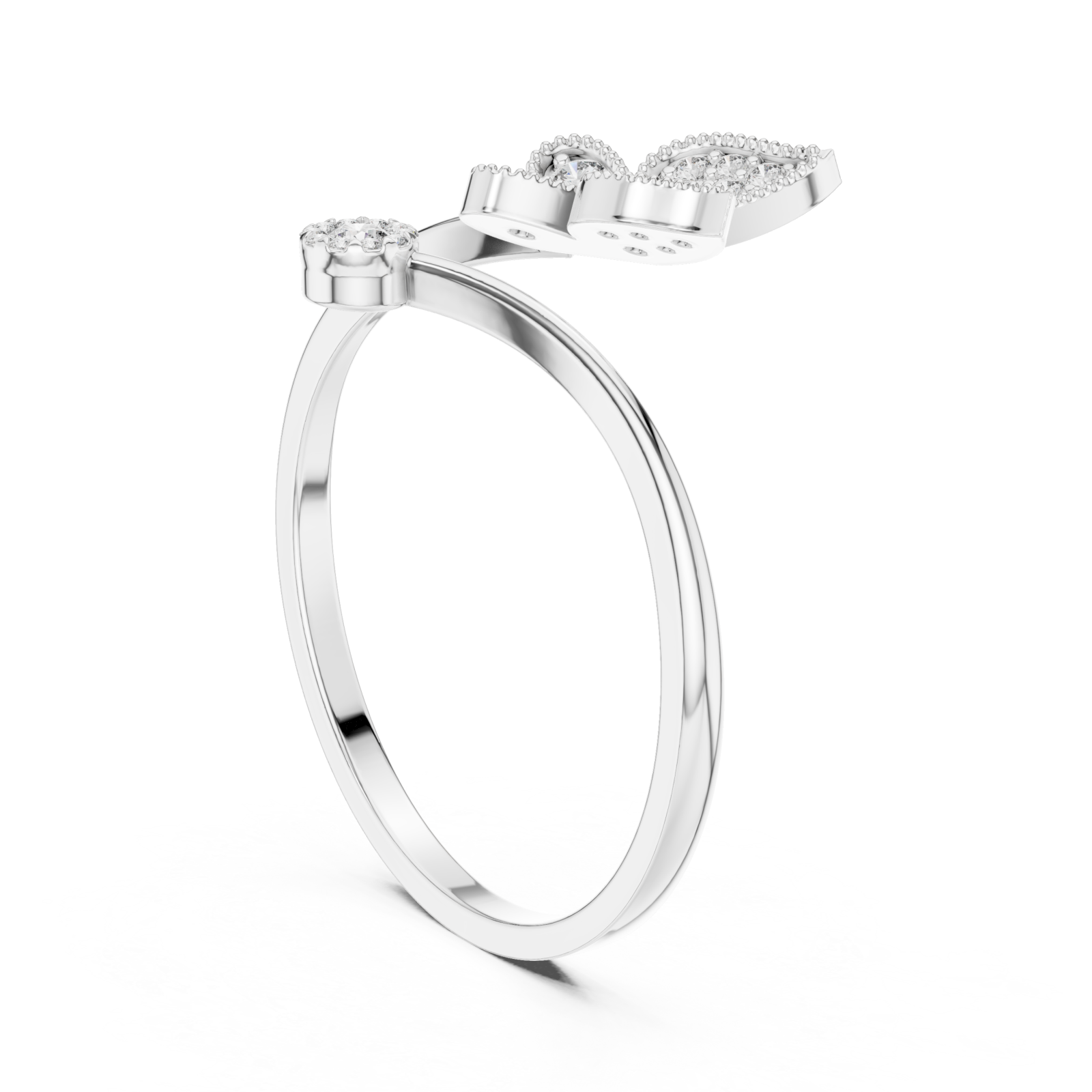  White Gold Fluttering Muse Open Band Ring Left View